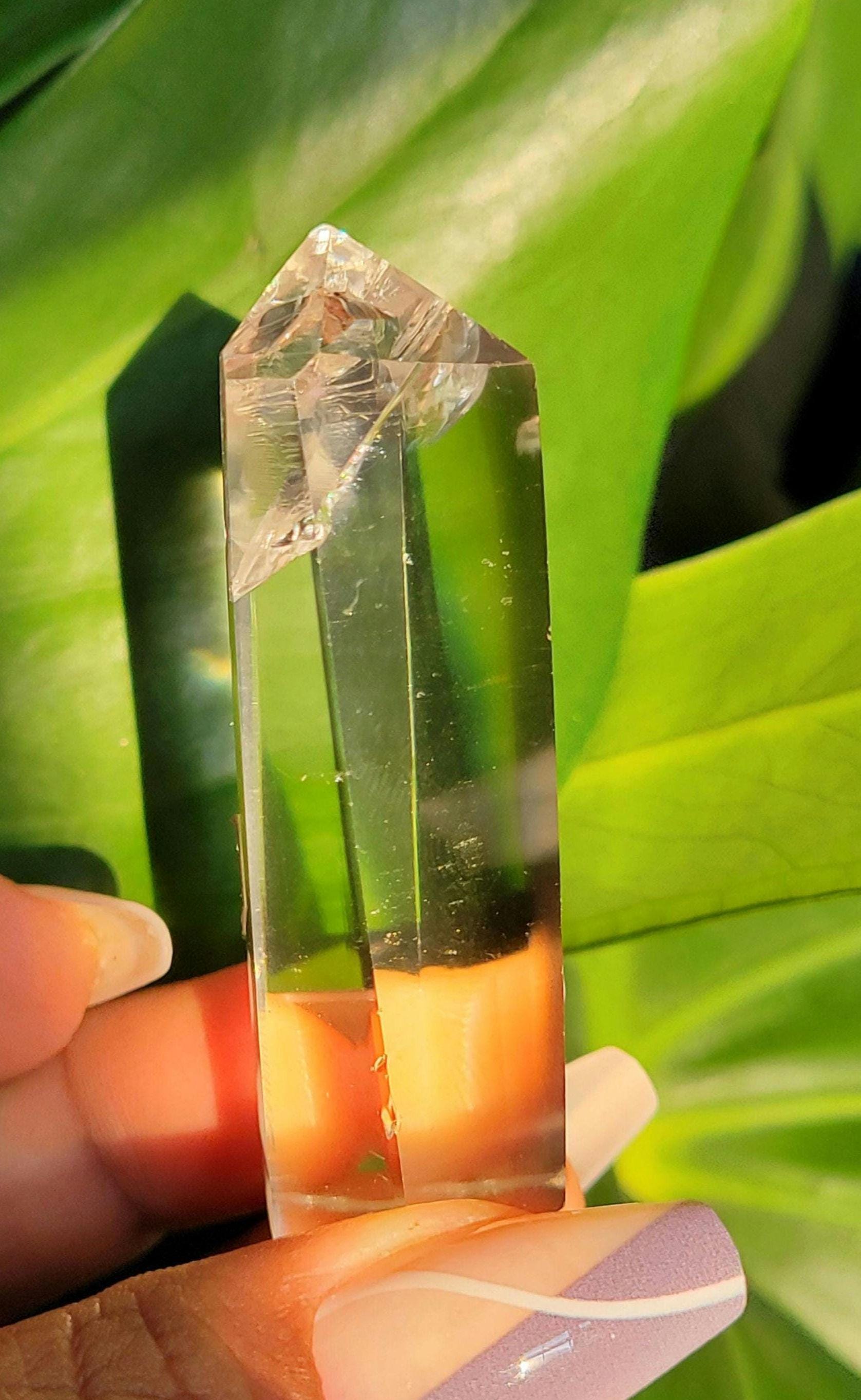 Stunning High Quality Polished Lemurian Water Clear Quartz Crystal Point with Rainbows - Home Decor - Collectors Piece - 62grams
