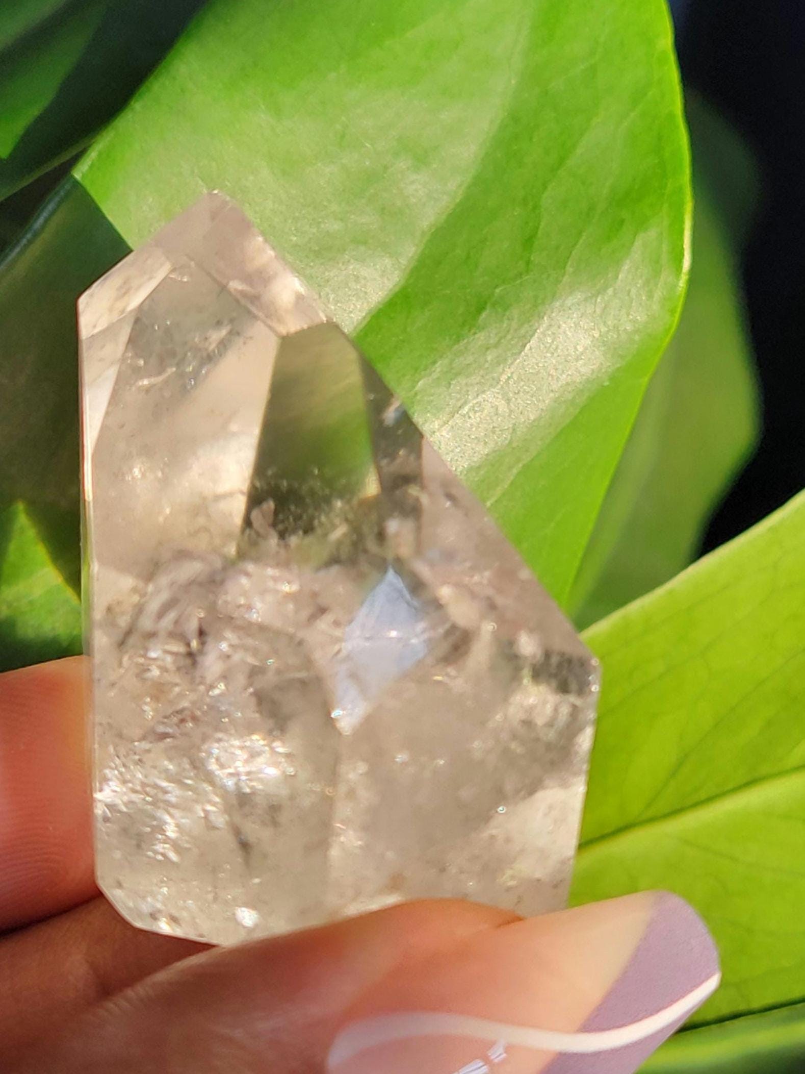 Stunning High Quality Polished Lemurian Water Clear Quartz Crystal Point with Rainbows - Home Decor - Collectors Piece - 62grams
