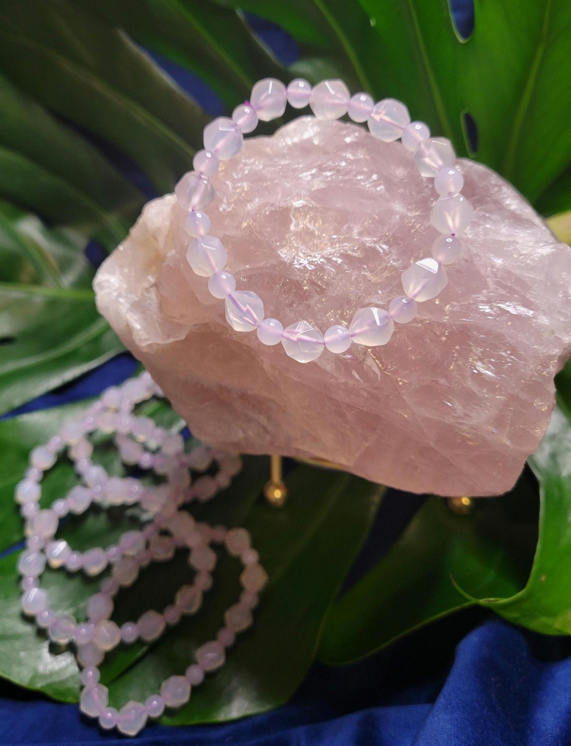 Faceted Lavender Moon Quartz Bracelet - Wedding Party Anniversary Birthday Christmas Gift Ideas - 6.7 mm