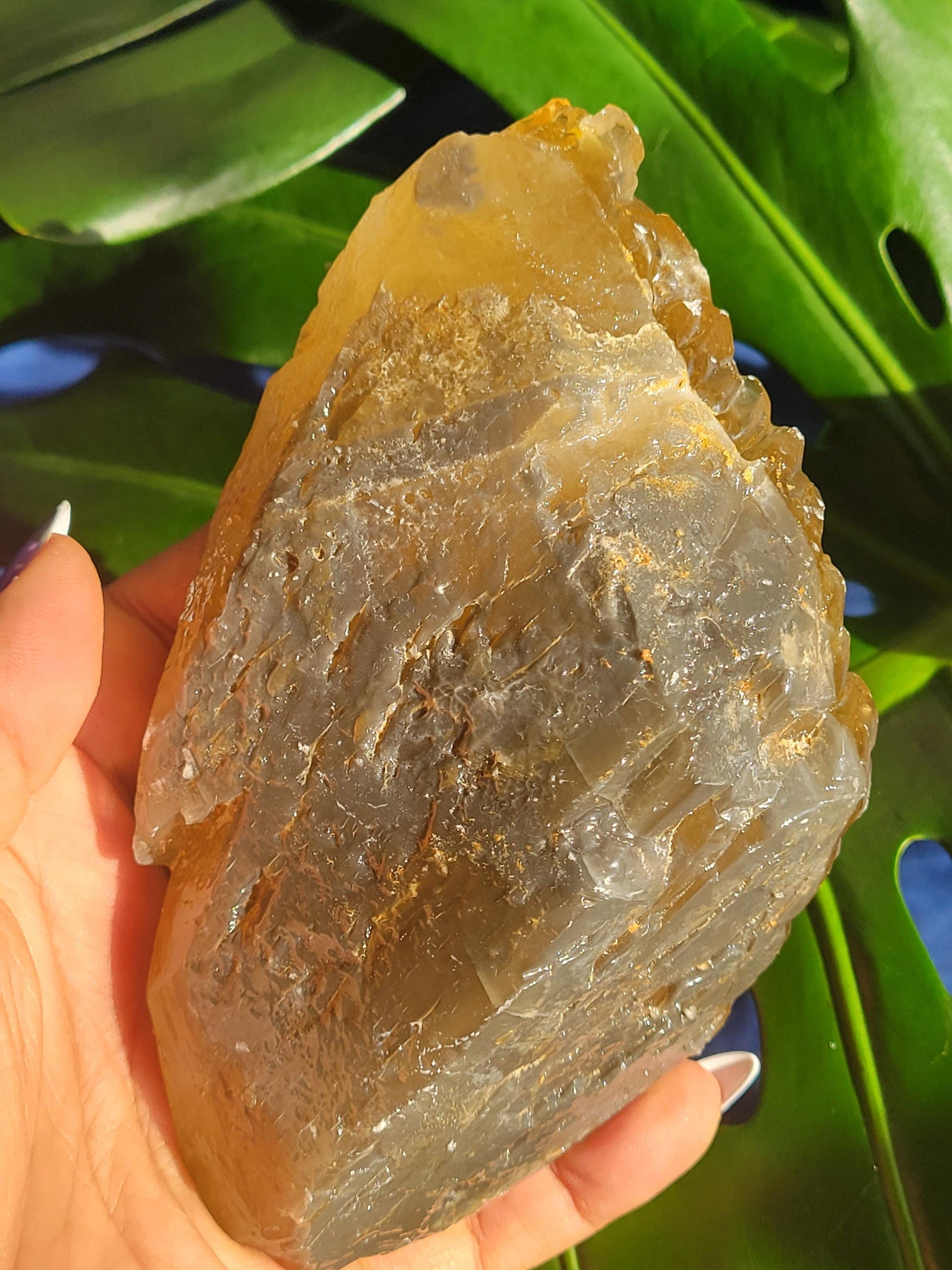 Dogtooth Calcite | Stunning Raw Specimen | Crystal Collectors | Home Decor | Gift | Golden & Gray | 743g / 1.7lbs | Solar Plexus Chakra