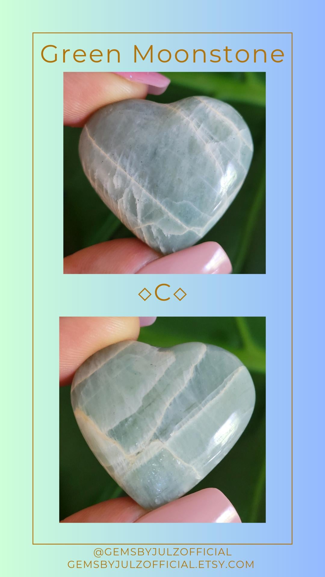 Moonstone Hearts | Your Pick | Birthday Anniversary Valentines Day Love Gift Ideas | Home Decor | Crystal Collector | Garnierite | Green