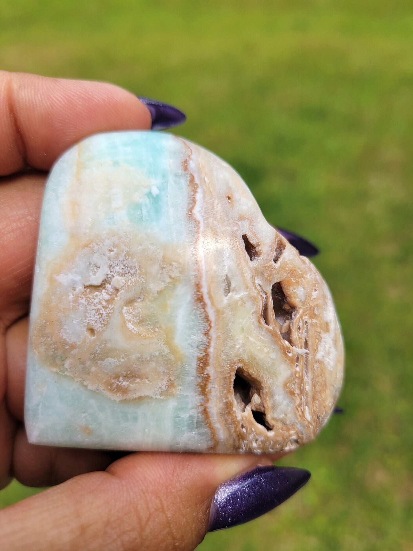 Beautiful Caribbean Calcite Heart Carving | Crystal Collector | Vibrant Beachy Colors with Clam Energy |Birthday or Valentines Day Love Gift