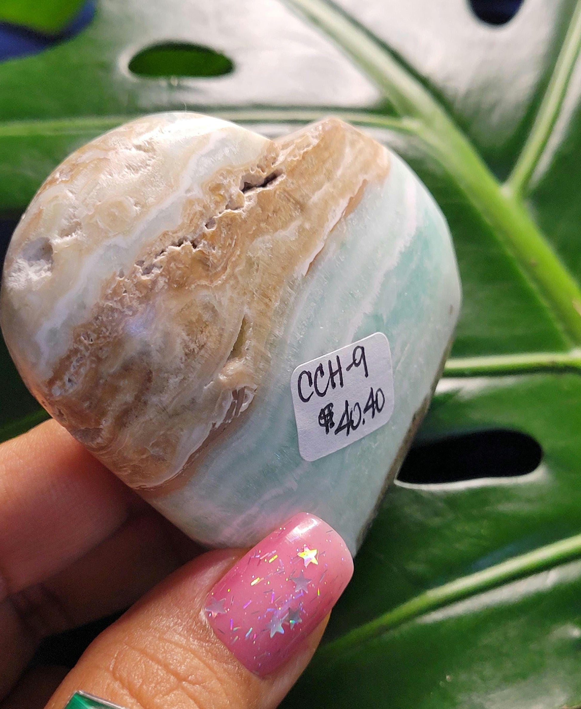 Beautiful Caribbean Calcite Heart Carving | Crystal Collector | Vibrant Beachy Colors with Clam Energy |Birthday or Valentines Day Love Gift