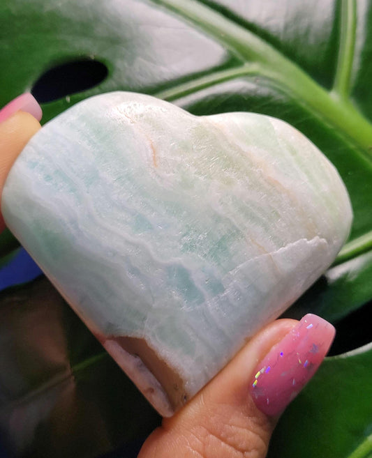 Beautiful Caribbean Calcite Heart Carving | Crystal Collector | Vibrant Beachy Colors with Clam Energy |Birthday Christmas Love Gift Ideas