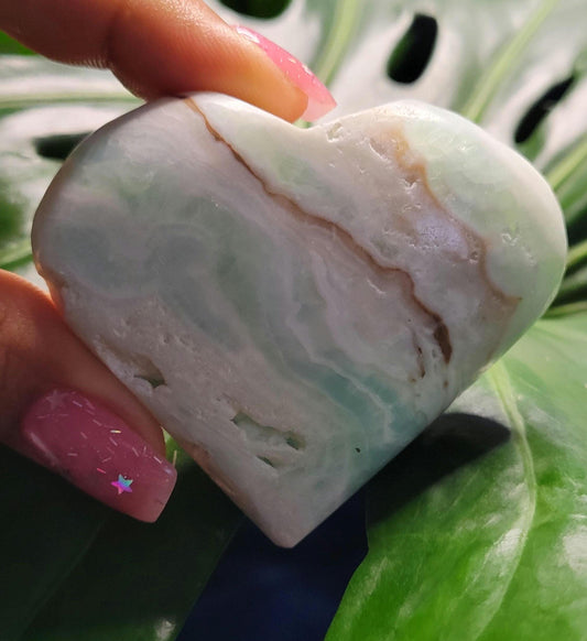 Beautiful Caribbean Calcite Heart Carving | Crystal Collector | Vibrant Beachy Colors with Clam Energy |Birthday or Valentines Day Love Gift