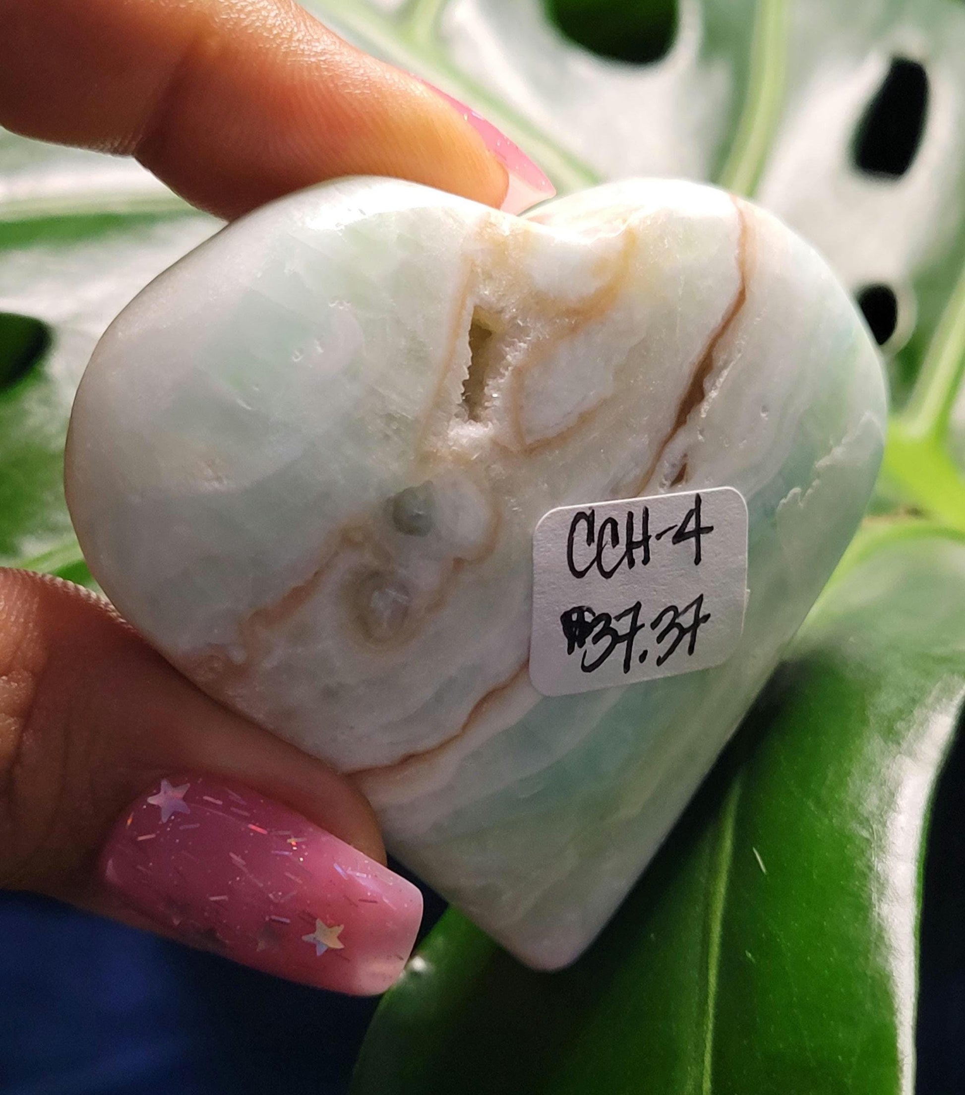 Beautiful Caribbean Calcite Heart Carving | Crystal Collector | Vibrant Beachy Colors with Clam Energy |Birthday or Valentines Day Love Gift