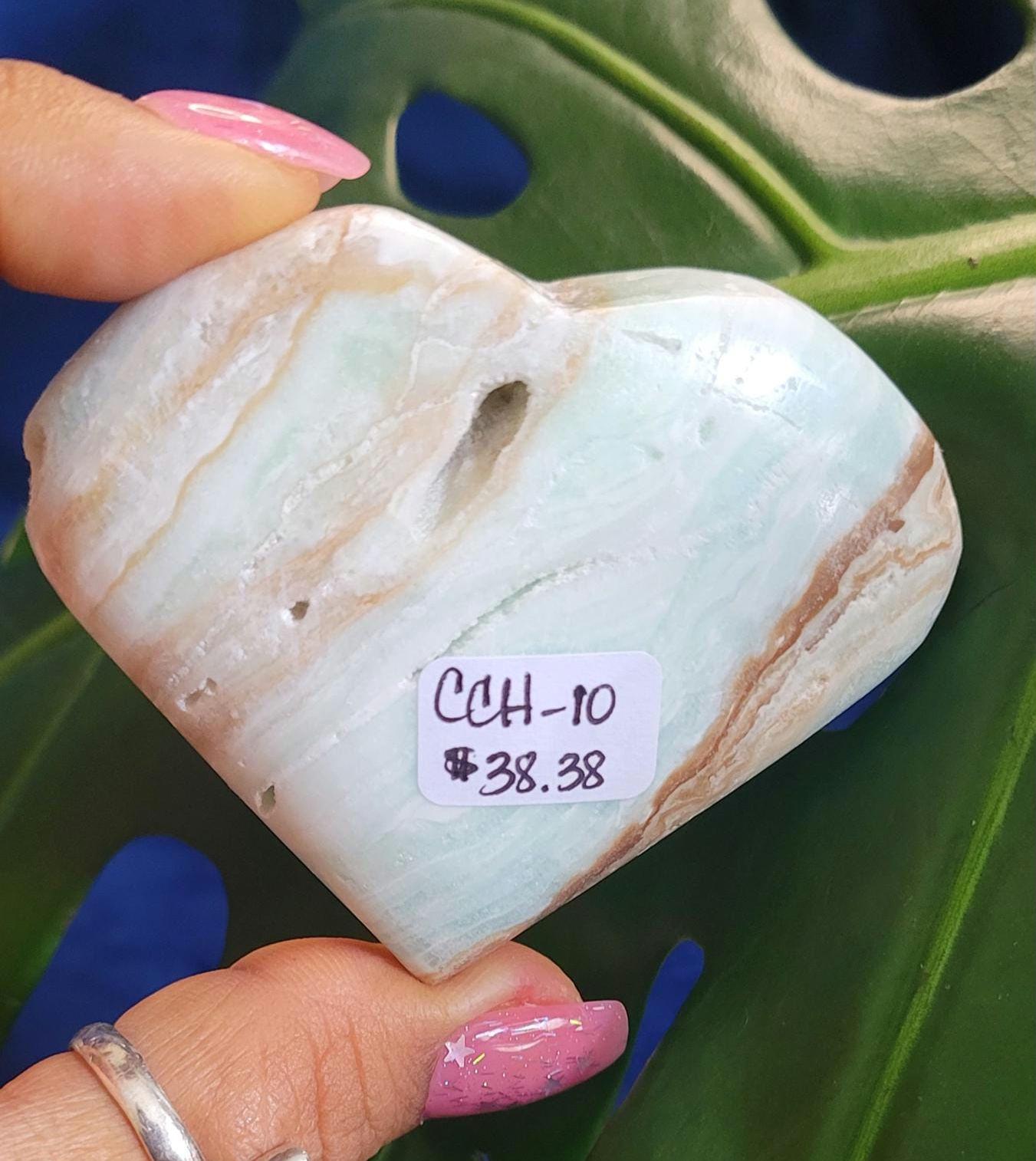 Beautiful Caribbean Calcite Heart Carving | Crystal Collector | Vibrant Beachy Colors with Clam Energy |Birthday or Valentines Day Love Gift