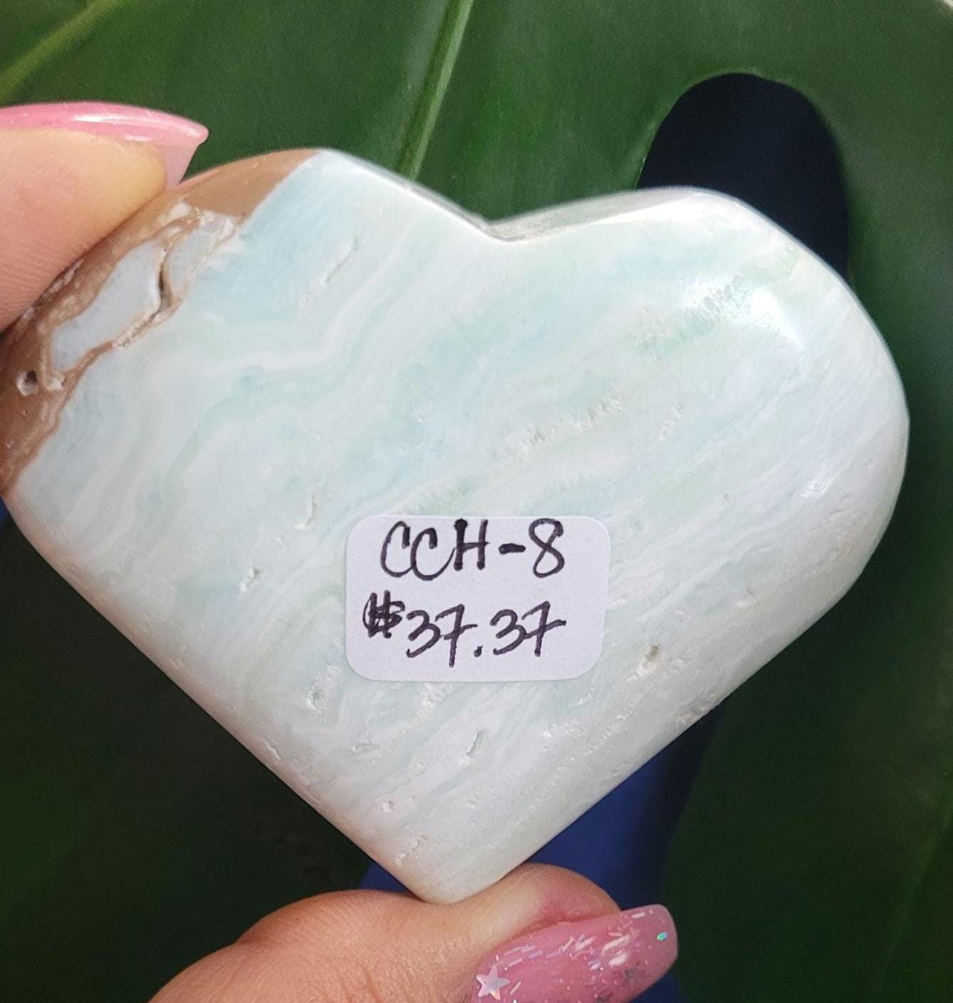 Beautiful Caribbean Calcite Heart Carving | Crystal Collector | Vibrant Beachy Colors with Clam Energy |Birthday or Valentines Day Love Gift