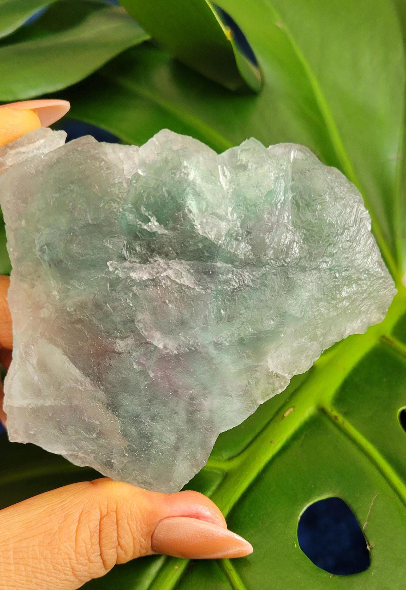 Etched Green Fluorite Crystal Cluster with Gorgeous Purple Phantoms and Calcite Inclusions | Crystal Collector | Home Decor | Gift | 230g