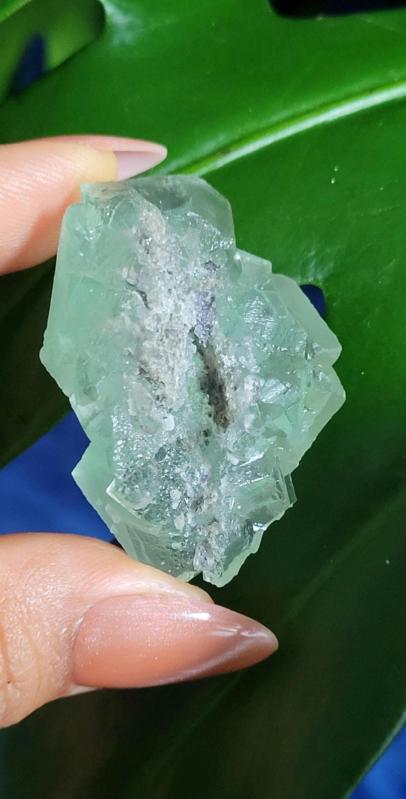 Gorgeous Green Fluorite Crystal Cube Cluster with Calcite | Crystal Collector | Home Decor | Birthday Christmas Love Gift | 39g