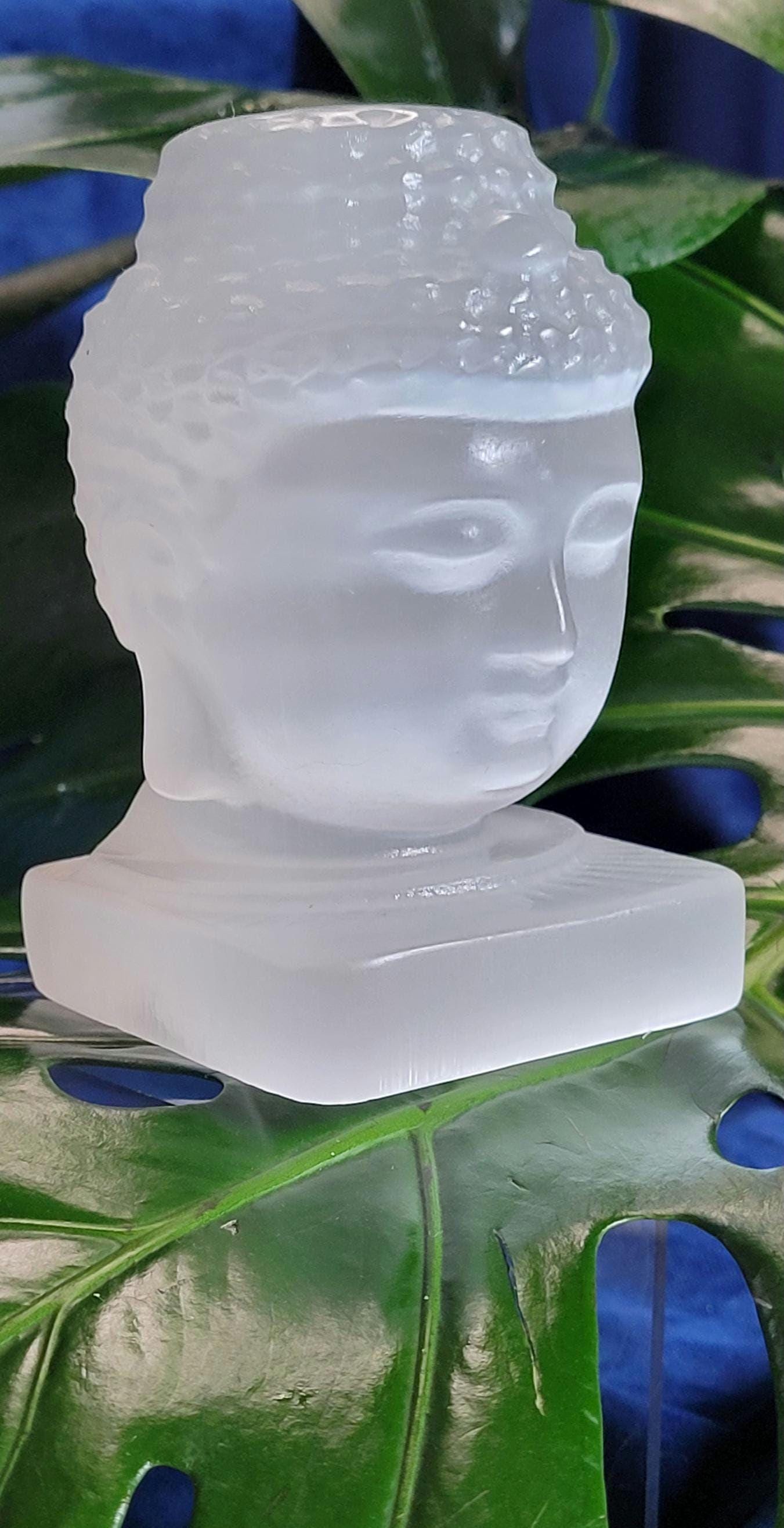 Selenite Buddha Head Crystal Carving|Space and Crystal Cleanser|Crystal Collector|Home Decor|Meditation|Gift ideas|Calming and Purifying