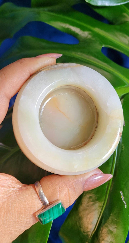 Green Onyx Crystal Sphere Stand | Candle Holder | Jewelry Bowl |Banding | From Pakistan | Home Decor | Birthday Anniversary Christmas Gift