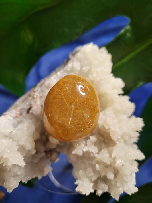 AAA Grade Stunning Angel Lens - Amphibole Quartz from Brazil - Gold Rutile Inclusions - Birthday, Anniversary Gift - Home Decor - 28 grams