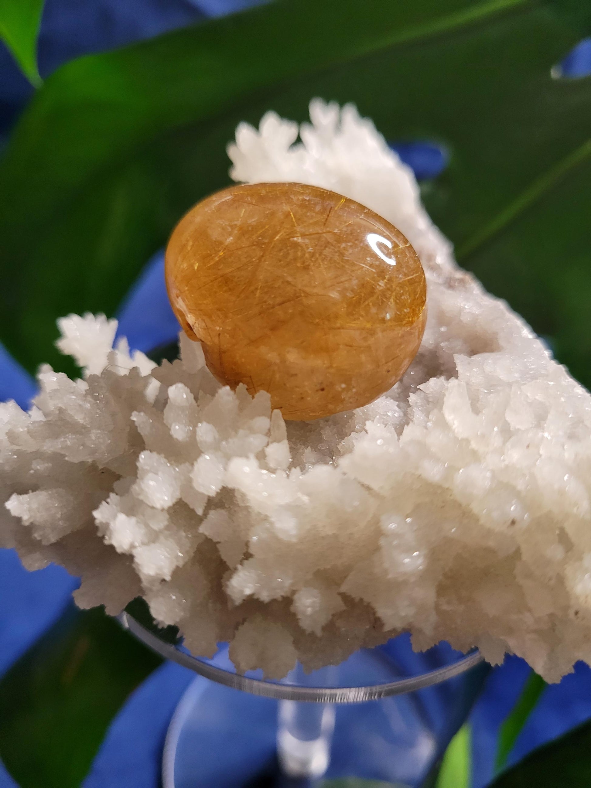AAA Grade Stunning Angel Lens - Amphibole Quartz from Brazil - Gold Rutile Inclusions - Birthday, Anniversary Gift - Home Decor - 28 grams