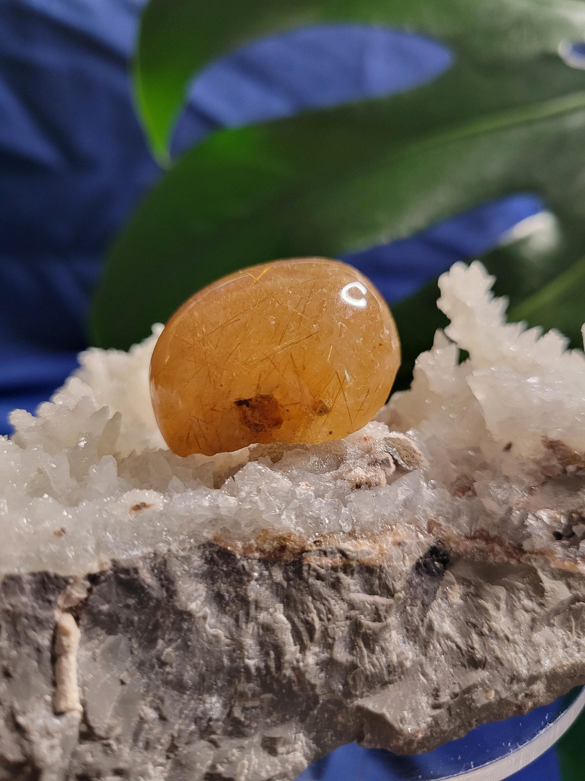 AAA Grade Stunning Angel Lens - Amphibole Quartz from Brazil - Gold Rutile Inclusions - Birthday, Anniversary Gift - Home Decor - 28 grams