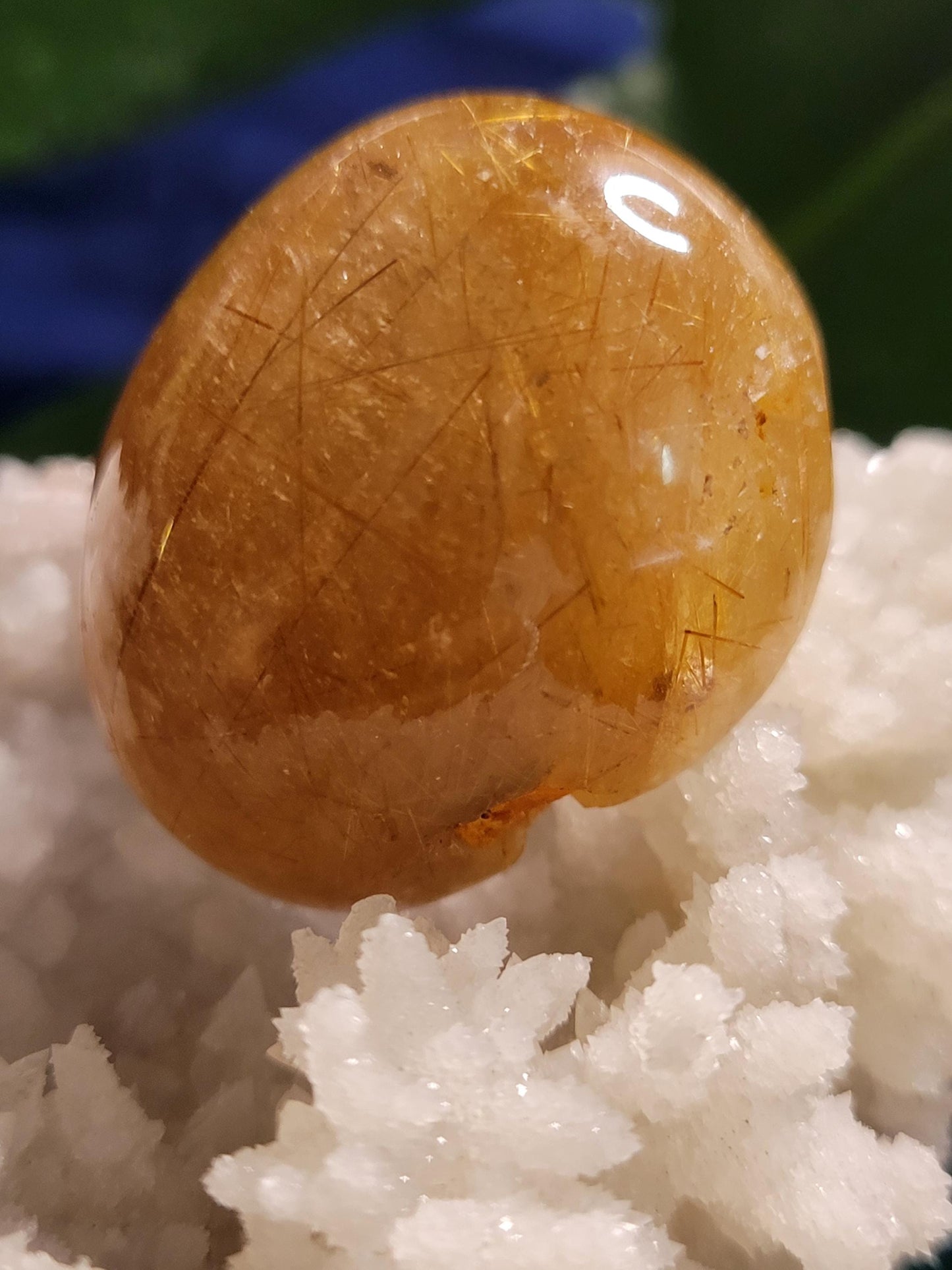 AAA Grade Stunning Angel Lens - Amphibole Quartz from Brazil - Gold Rutile Inclusions - Birthday, Anniversary Gift - Home Decor - 28 grams