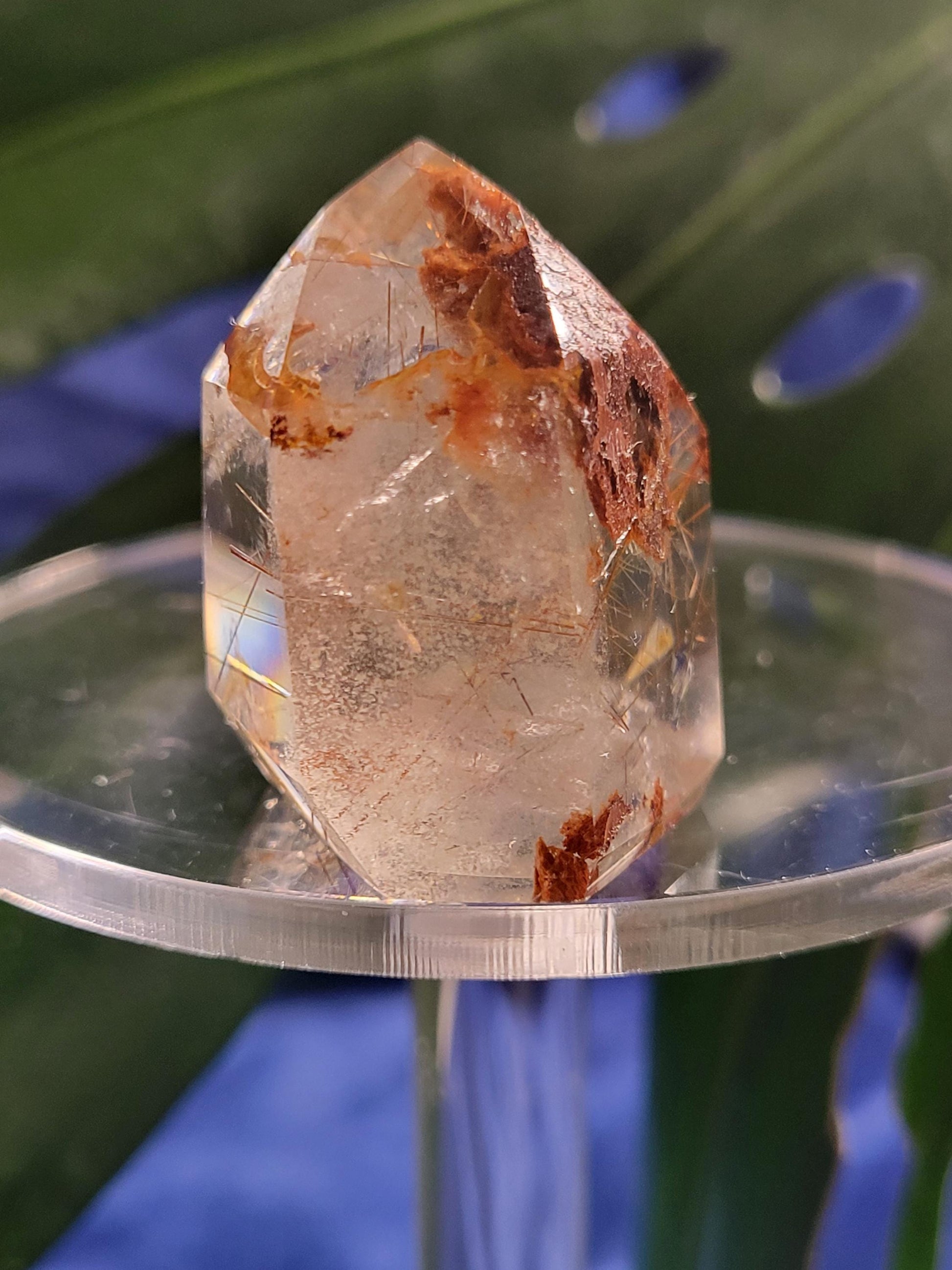 AAA Grade Stunning Clear Quartz from Brazil-Lodolite, Red & Gold Rutilated Amphibole Crystal Rare Collectors Piece-Home Decor-Gift-34 grams