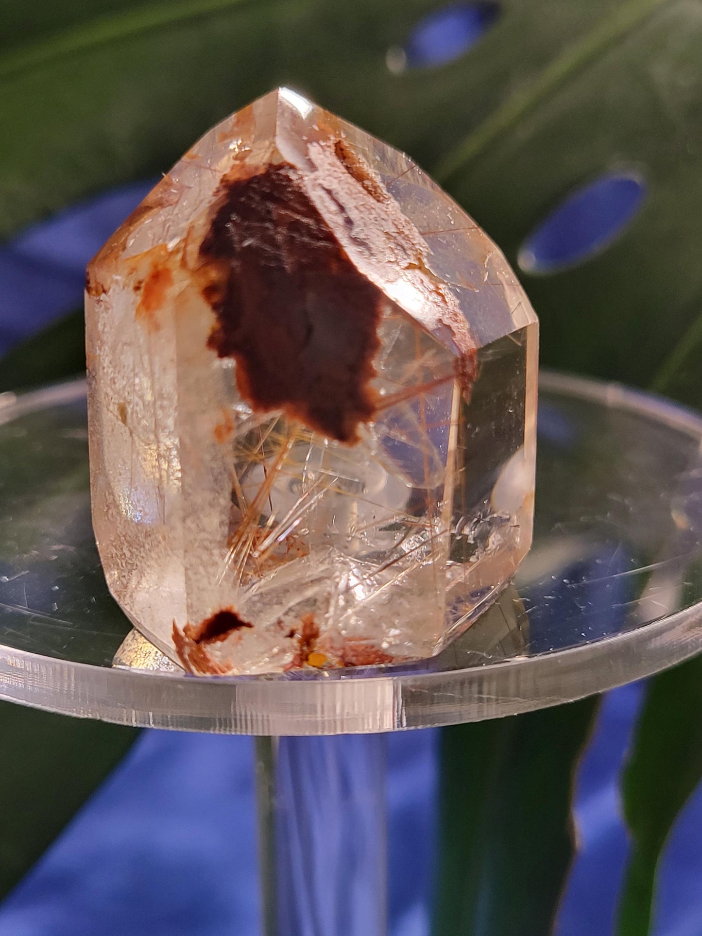 AAA Grade Stunning Clear Quartz from Brazil-Lodolite, Red & Gold Rutilated Amphibole Crystal Rare Collectors Piece-Home Decor-Gift-34 grams