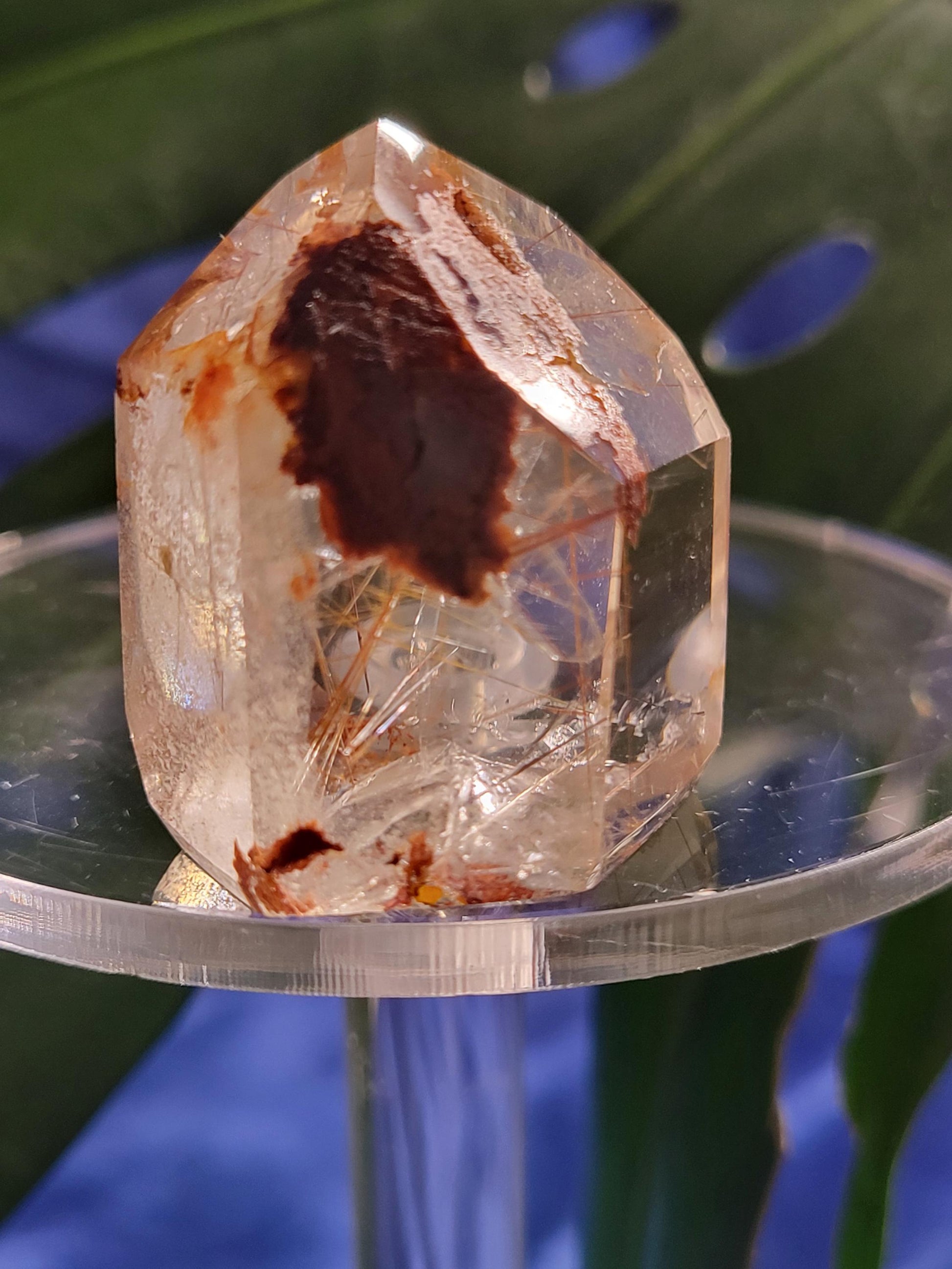 AAA Grade Stunning Clear Quartz from Brazil-Lodolite, Red & Gold Rutilated Amphibole Crystal Rare Collectors Piece-Home Decor-Gift-34 grams