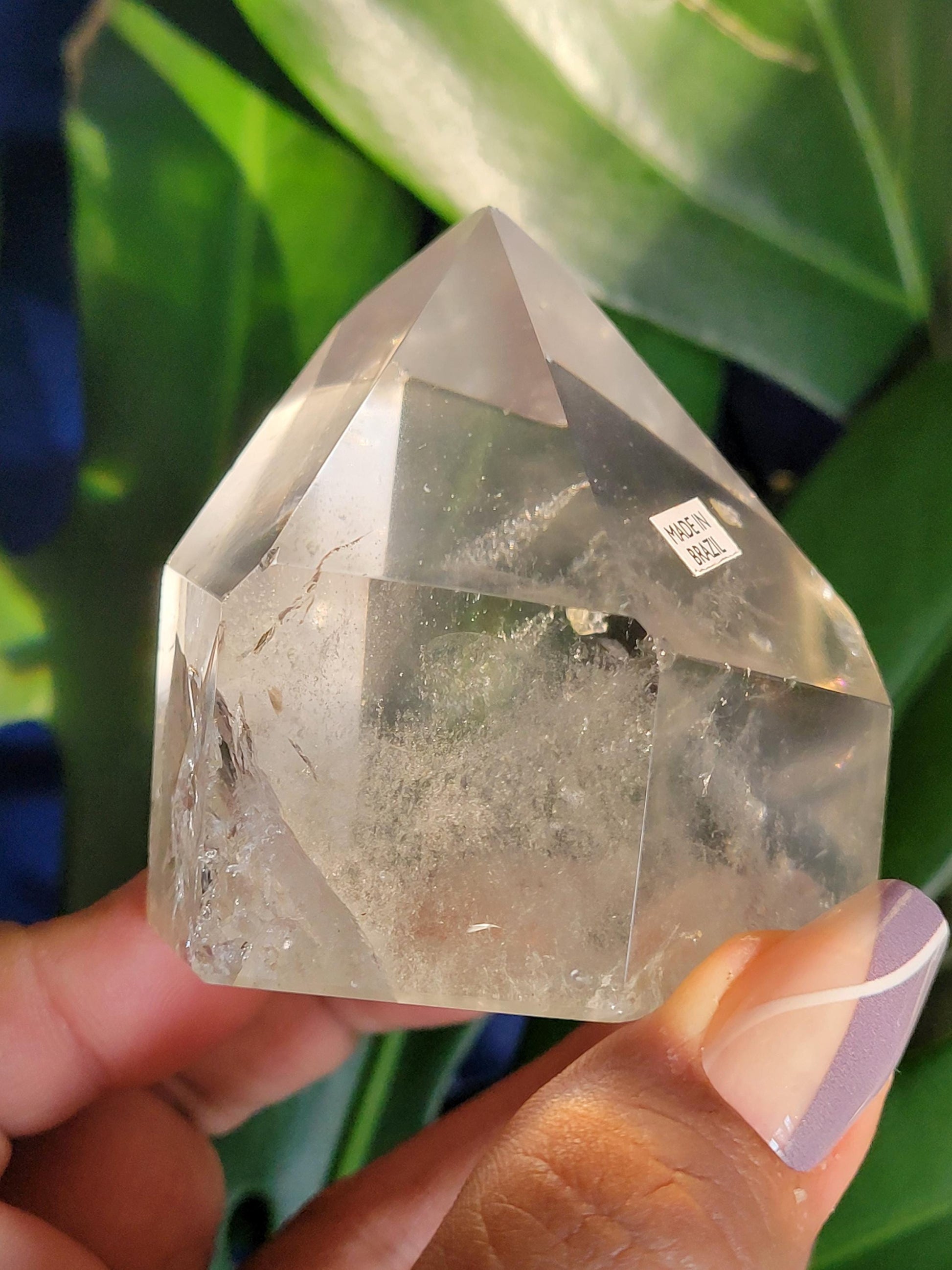 Stunning High Quality Polished Lemurian Water Clear Quartz Crystal Point with Chlorite and Lemurian Seeds -Home Decor-Collectors Piece-250g