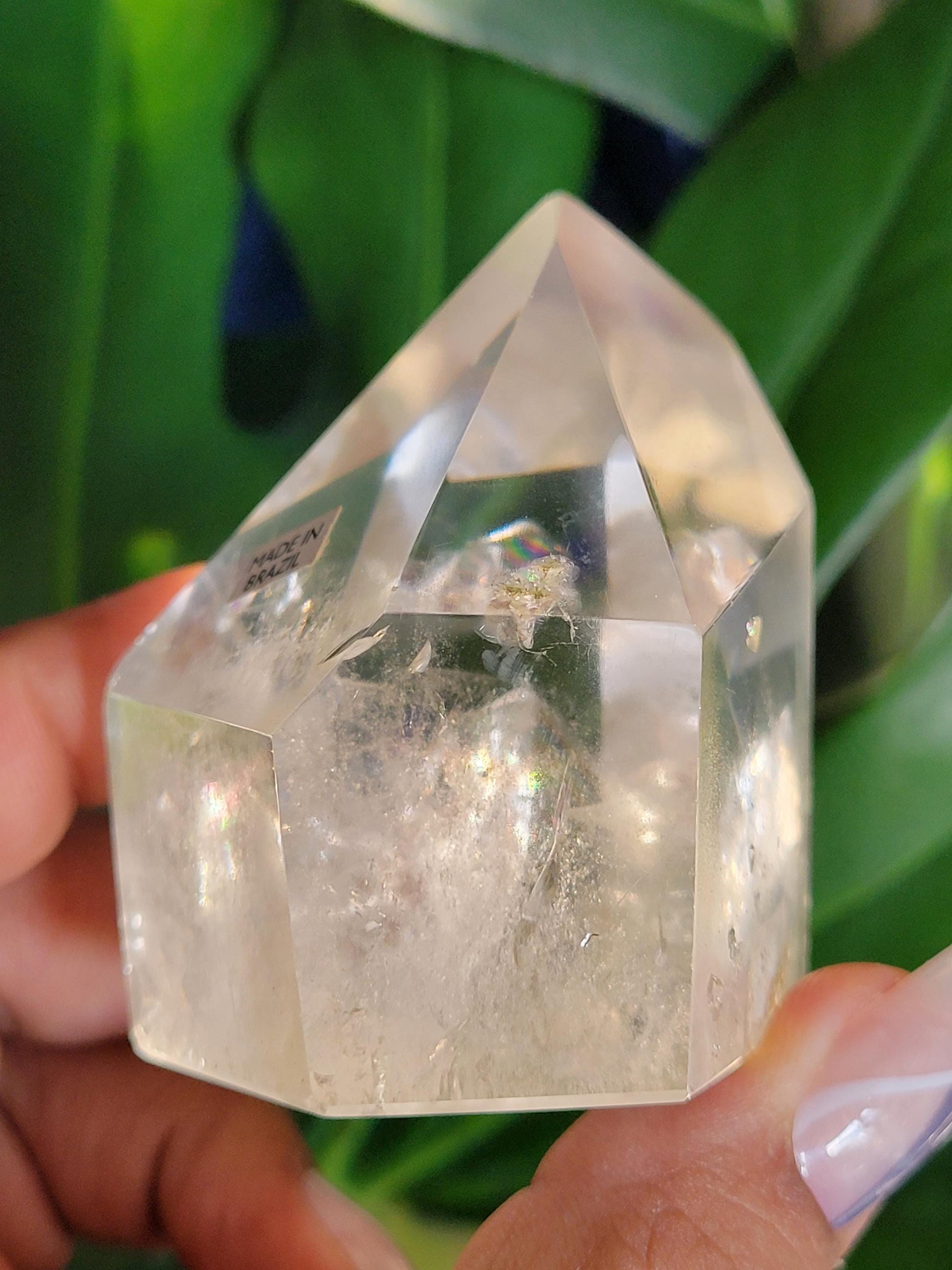 Stunning High Quality Polished Lemurian Water Clear Quartz Crystal Point with Chlorite and Lemurian Seeds -Home Decor-Collectors Piece-250g