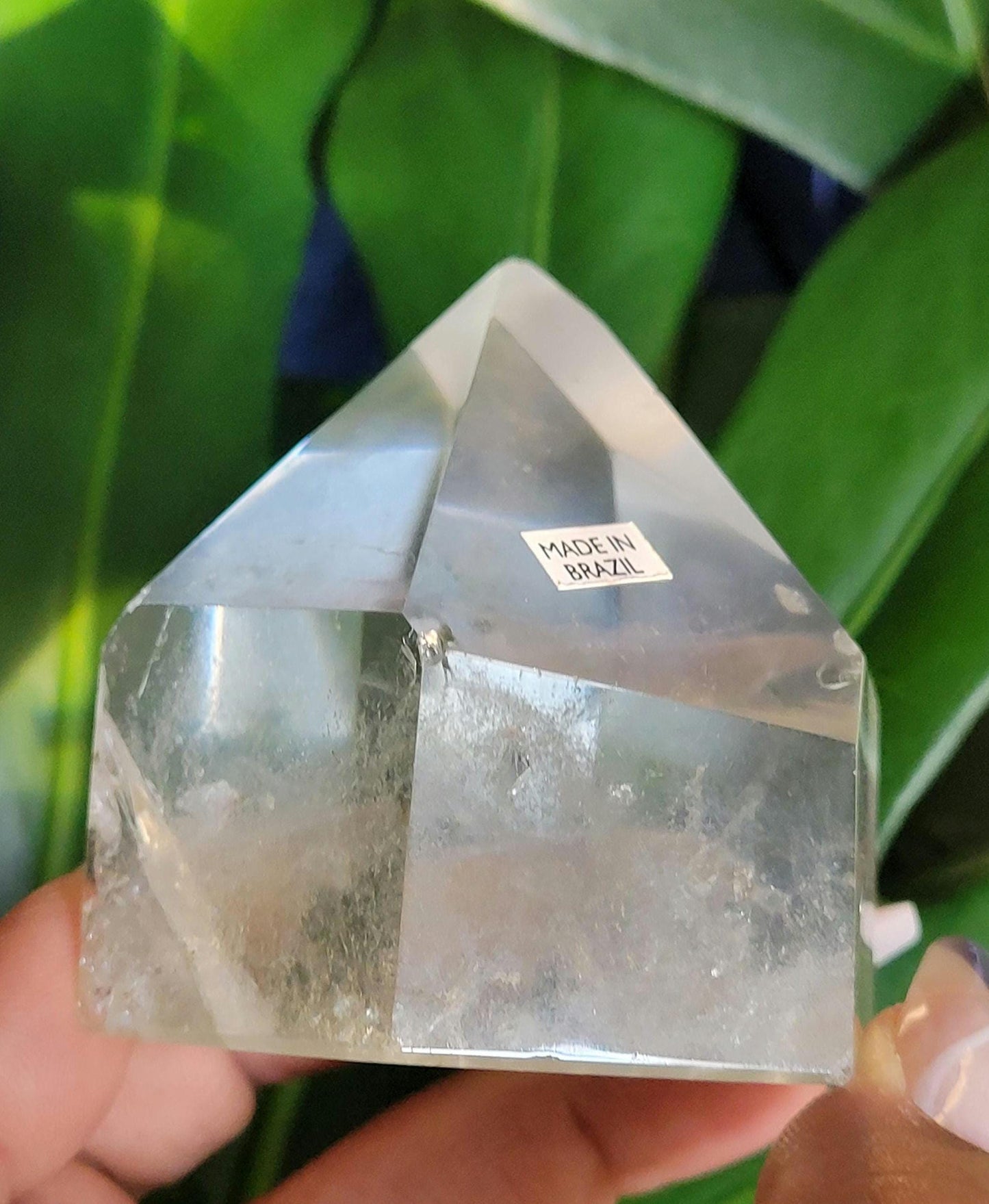 Stunning High Quality Polished Lemurian Water Clear Quartz Crystal Point with Chlorite and Lemurian Seeds -Home Decor-Collectors Piece-250g