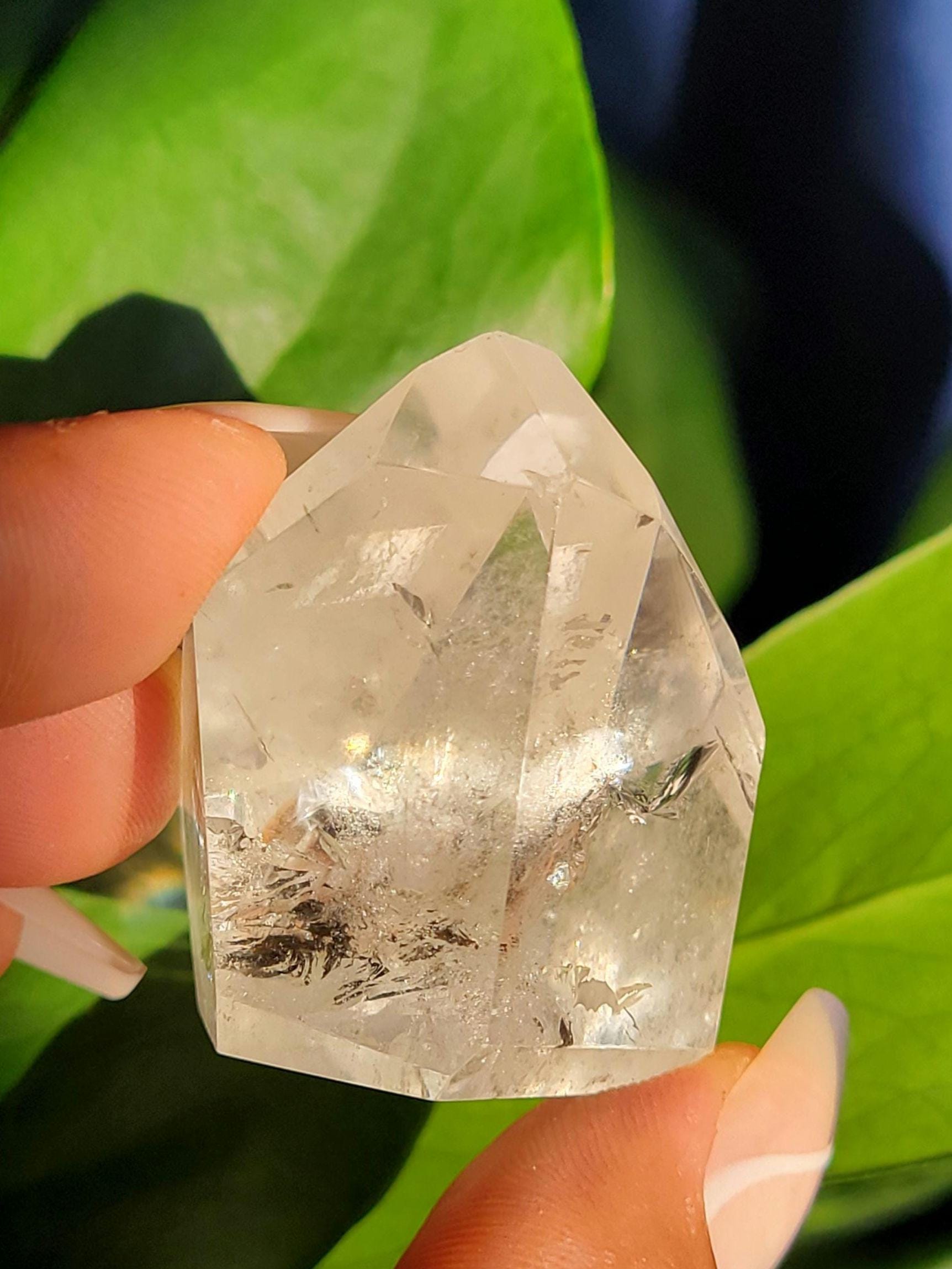 Stunning High Quality Polished Lemurian Water Clear Quartz Crystal Point with Rainbows - Home Decor - Collectors Piece - 62grams
