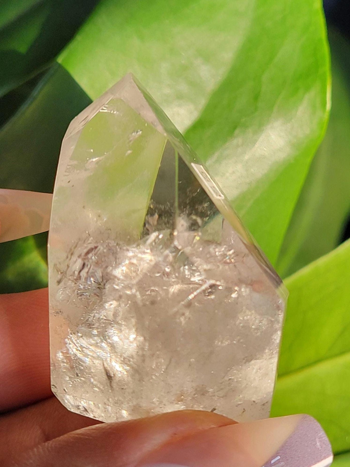 Stunning High Quality Polished Lemurian Water Clear Quartz Crystal Point with Rainbows - Home Decor - Collectors Piece - 62grams