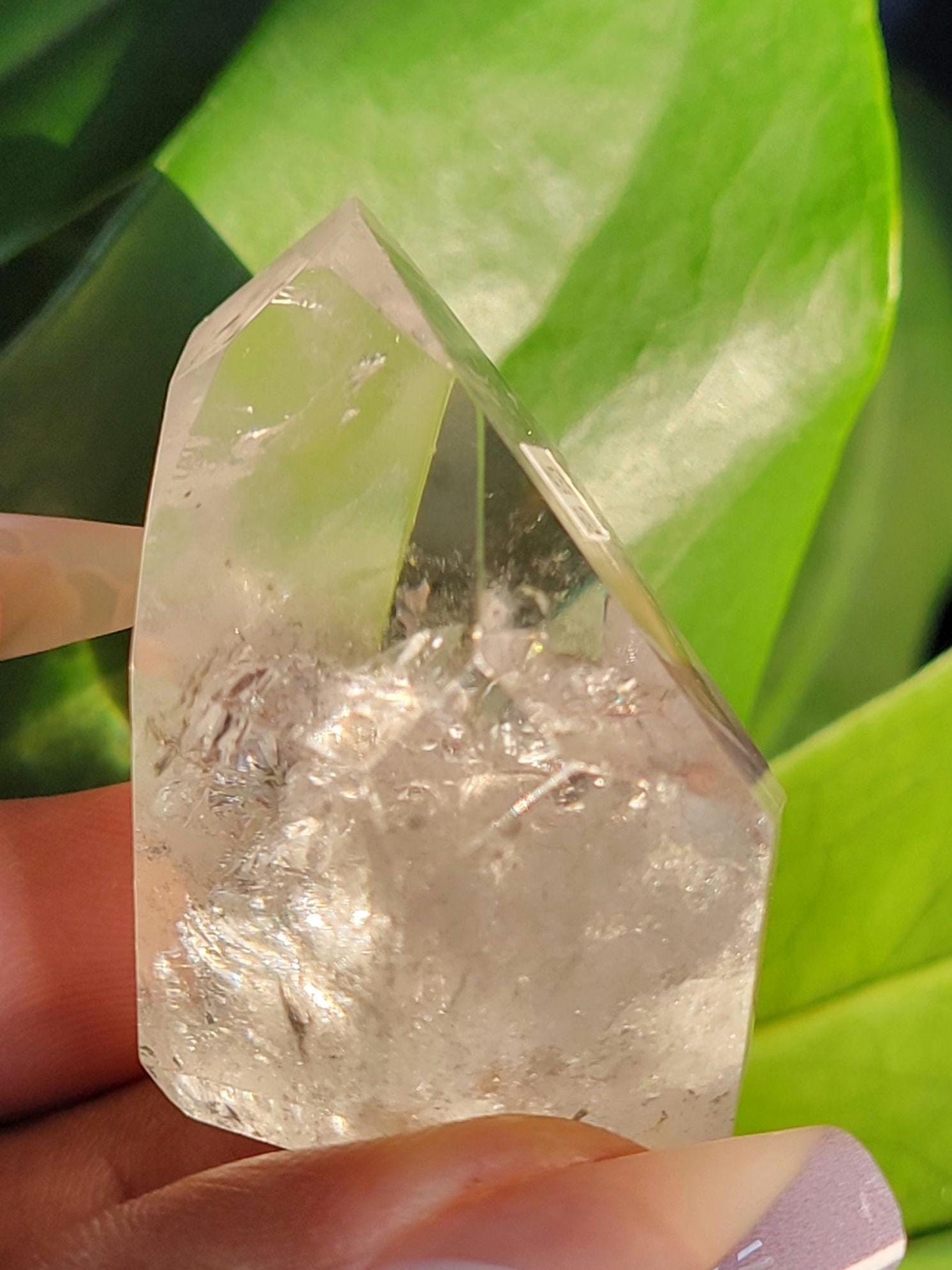 Stunning High Quality Polished Lemurian Water Clear Quartz Crystal Point with Rainbows - Home Decor - Collectors Piece - 62grams