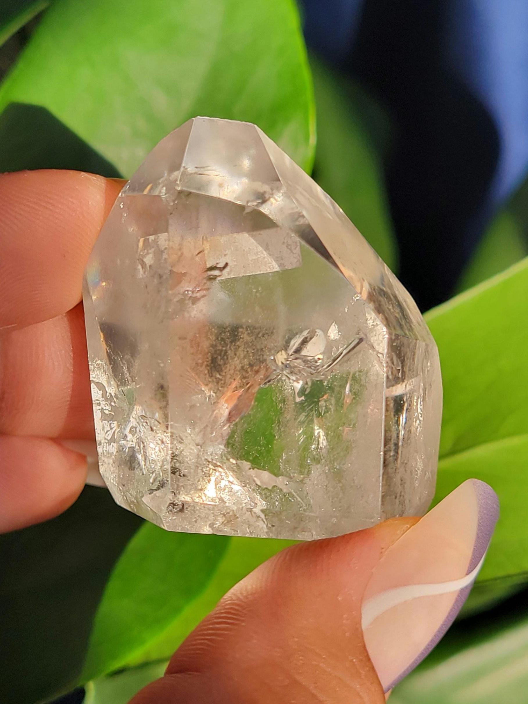 Stunning High Quality Polished Lemurian Water Clear Quartz Crystal Point with Rainbows - Home Decor - Collectors Piece - 62grams