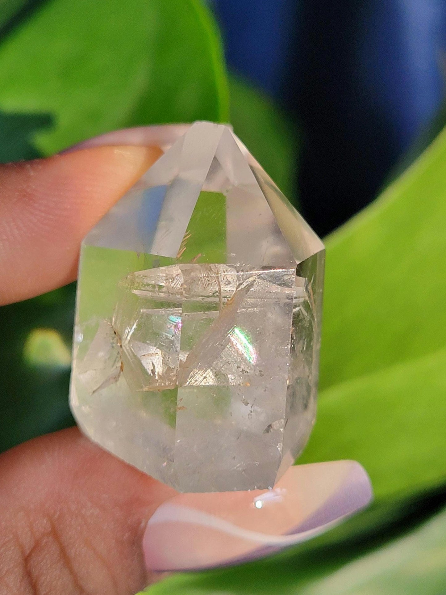 Stunning High Quality Polished Lemurian Water Clear Quartz Crystal Point with Rainbows - Home Decor - Collectors Piece - 28 grams