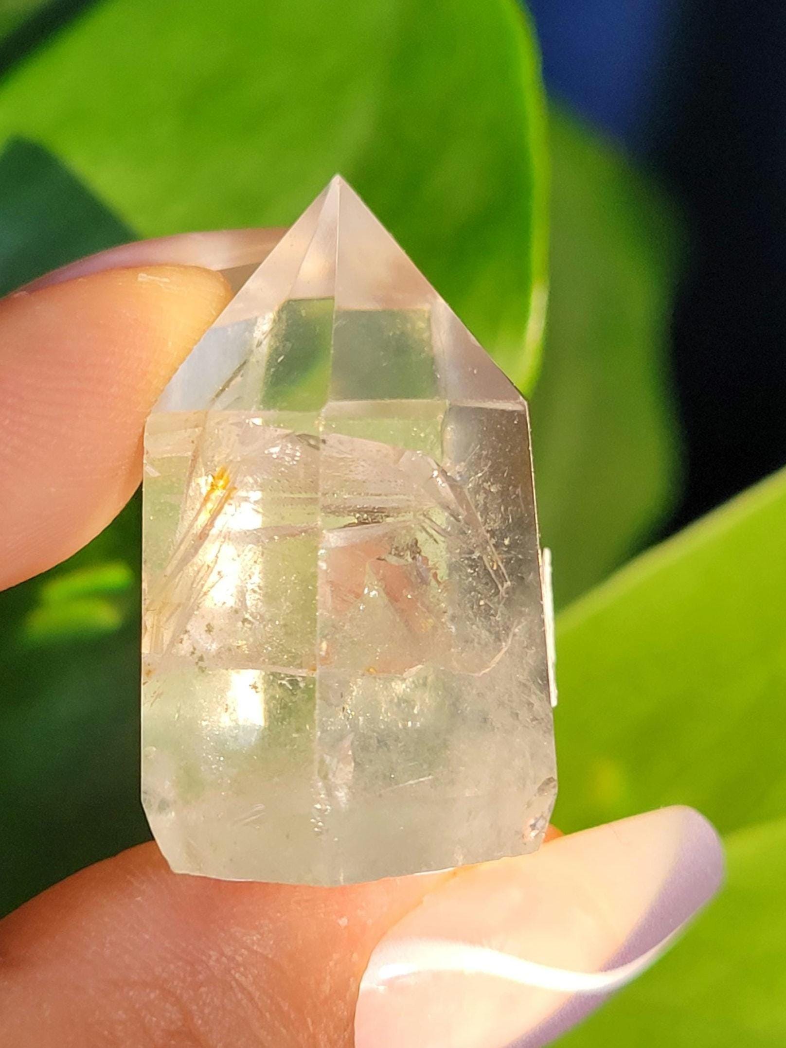 Stunning High Quality Polished Lemurian Water Clear Quartz Crystal Point with Rainbows - Home Decor - Collectors Piece - 28 grams