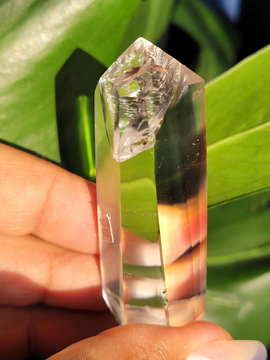 Stunning High Quality Polished Lemurian Water Clear Quartz Crystal Point with Rainbows - Home Decor - Collectors Piece - 62grams