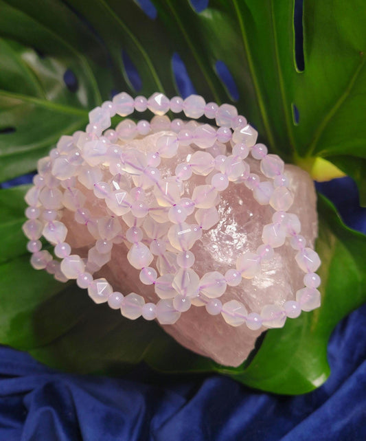 Faceted Lavender Moon Quartz Bracelet - Wedding Party Anniversary Birthday Christmas Gift Ideas - 6.7 mm