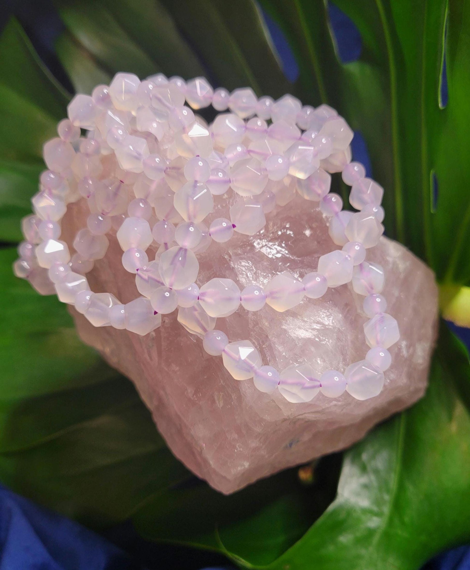 Faceted Lavender Moon Quartz Bracelet - Wedding Party Anniversary Birthday Christmas Gift Ideas - 6.7 mm