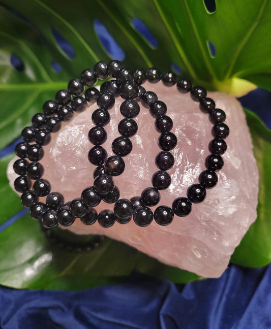 Black Onyx Crystal Beaded Bracelets - Wedding Party Anniversary Birthday Christmas Gift Ideas - 6mm