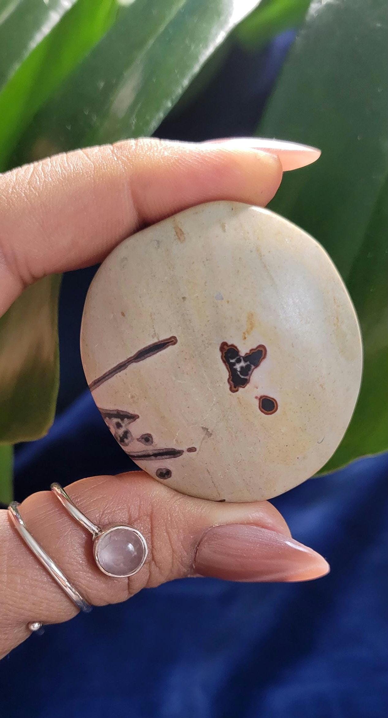 Picture Jasper Palm stone | Natural Landscapes of Art |Meditation Tool |Crystal Collector | Home Decor | Birthday Christmas Love Gift Ideas