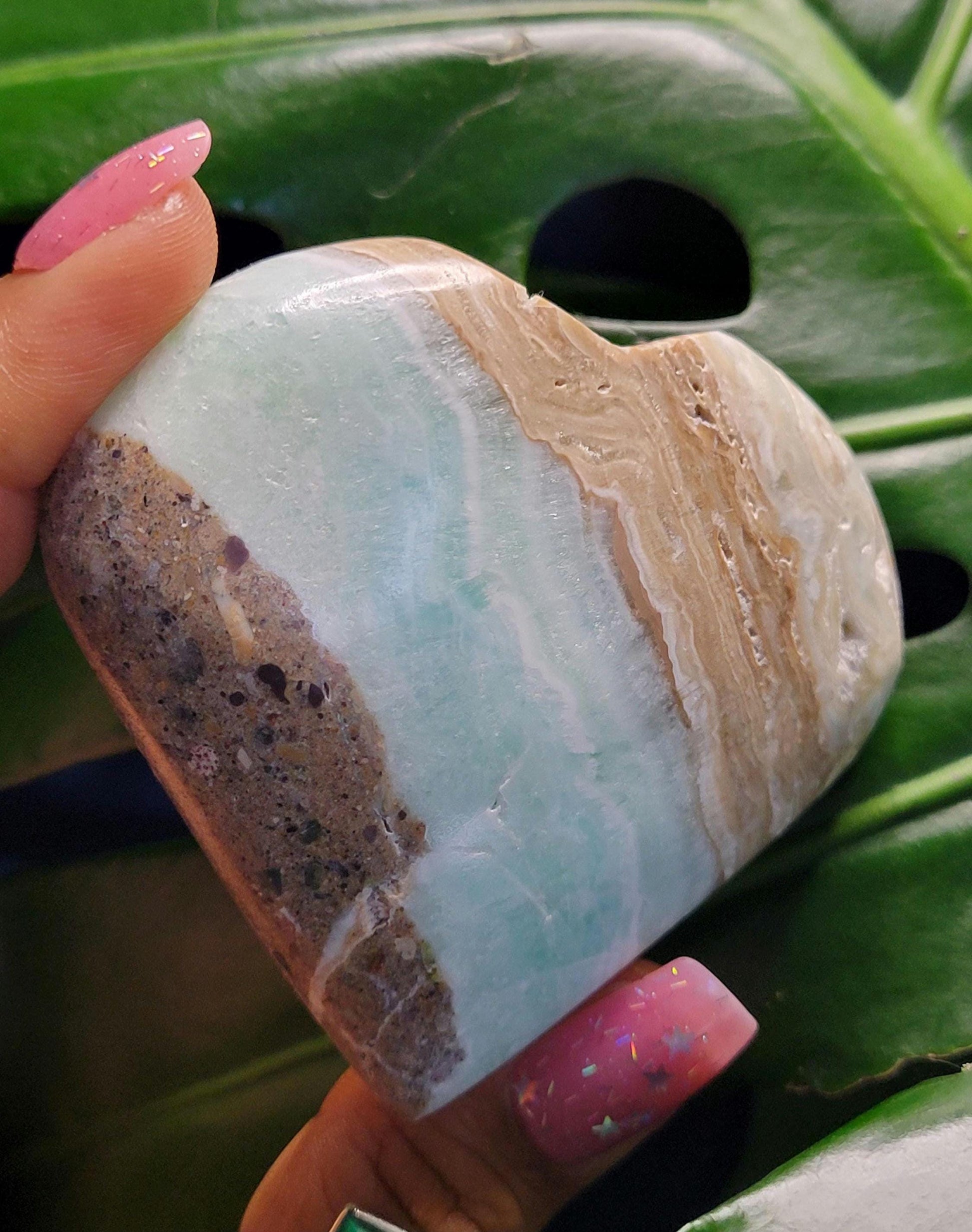 Beautiful Caribbean Calcite Heart Carving | Crystal Collector | Vibrant Beachy Colors with Clam Energy |Birthday or Valentines Day Love Gift