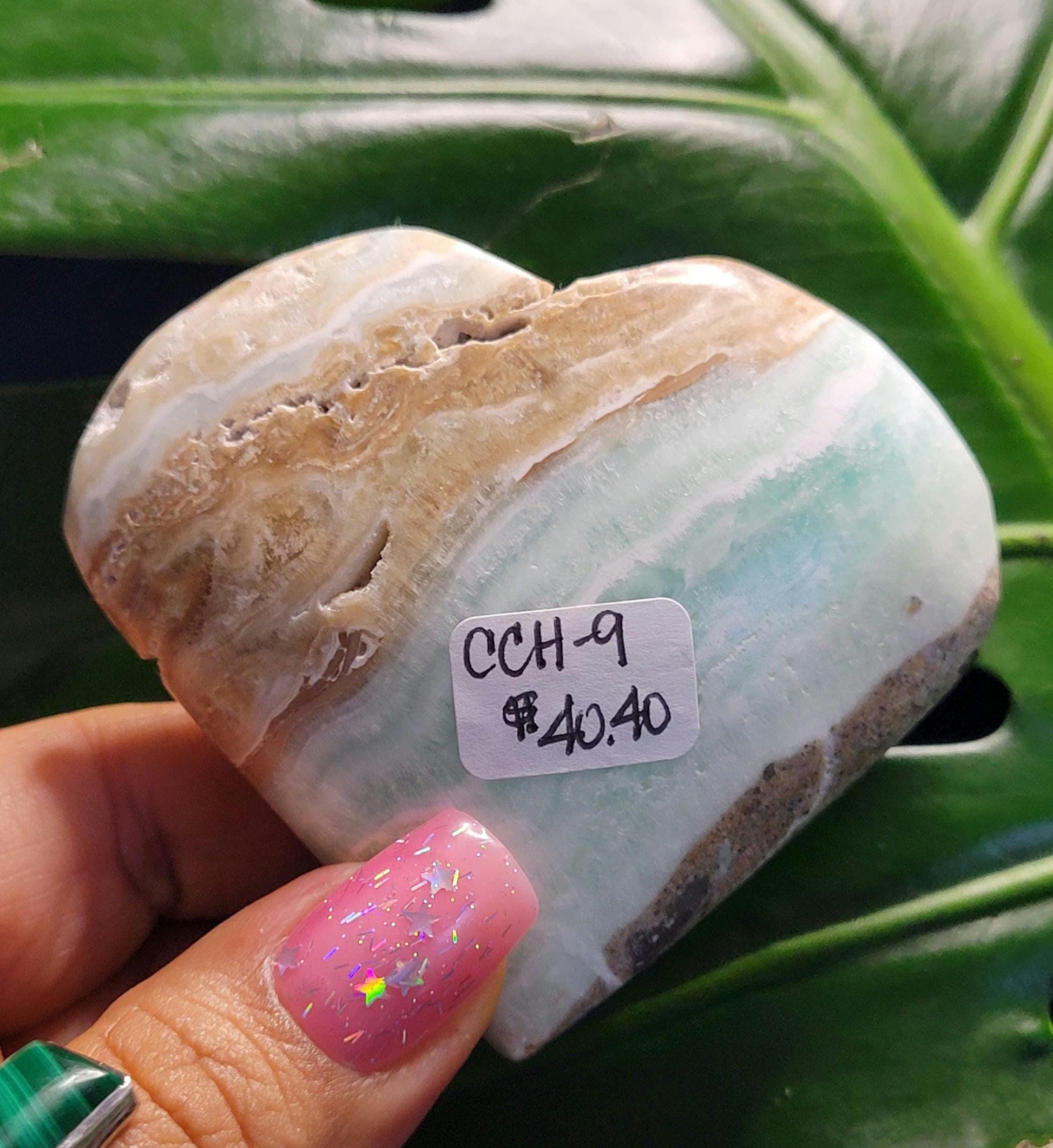 Beautiful Caribbean Calcite Heart Carving | Crystal Collector | Vibrant Beachy Colors with Clam Energy |Birthday or Valentines Day Love Gift