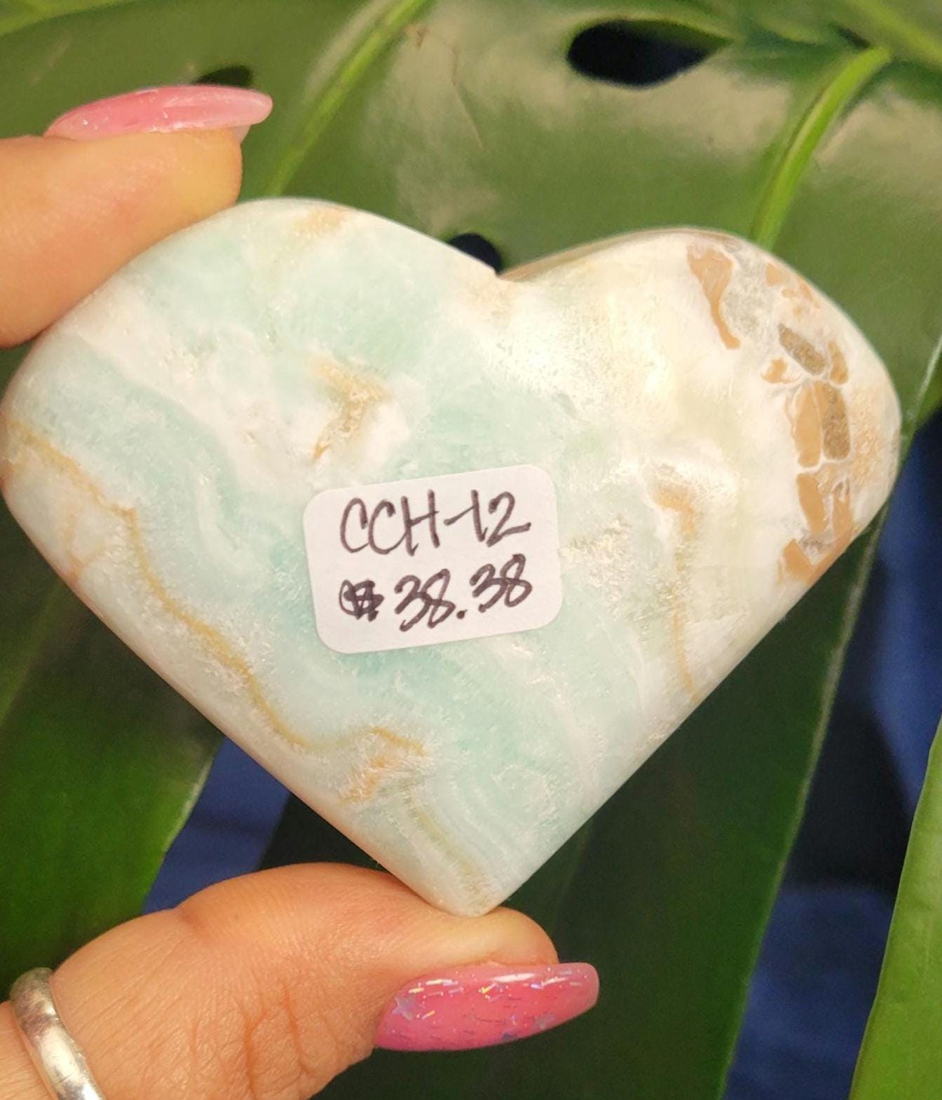 Beautiful Caribbean Calcite Heart Carving | Crystal Collector | Vibrant Beachy Colors with Clam Energy |Birthday or Valentines Day Love Gift