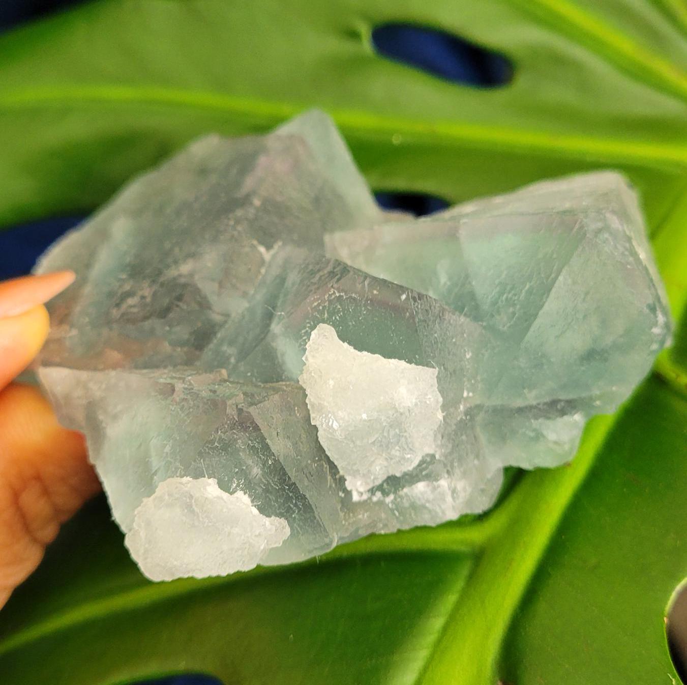 Etched Green Fluorite Crystal Cluster with Gorgeous Purple Phantoms and Calcite Inclusions | Crystal Collector | Home Decor | Gift | 230g