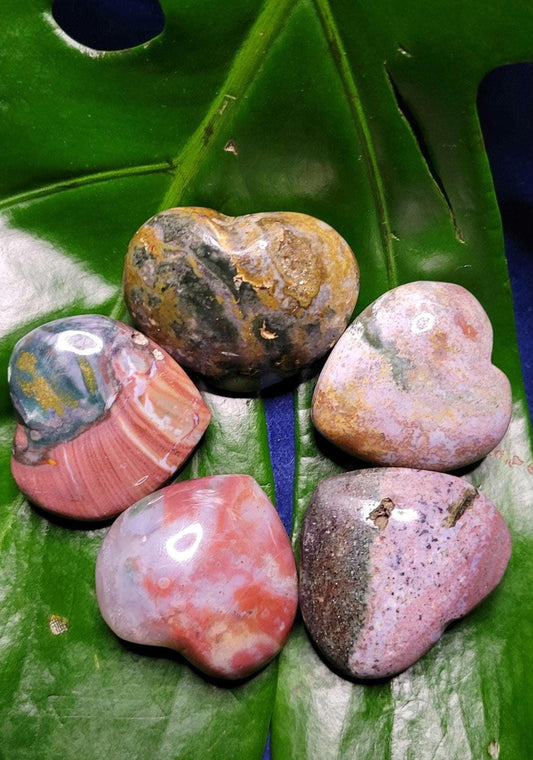 Ocean Jasper Carved Crystal Hearts from Madagascar | Birthday Anniversary Christmas Love Gift Ideas | Crystal Carvings | Your Pick