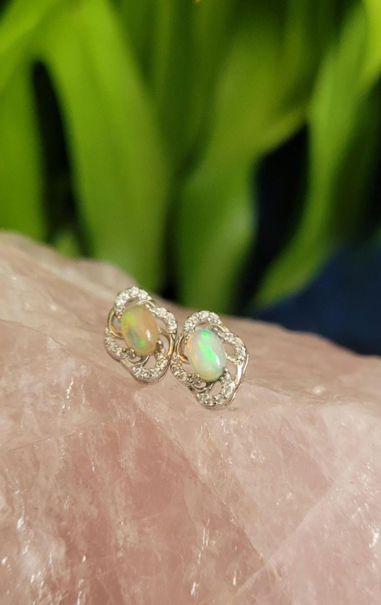 Sterling Silver Fashionable Ethiopian Opal & CZ Earrings | Crystal Jewelry and Accessories | Birthday Christmas Love You Gift for her | S925