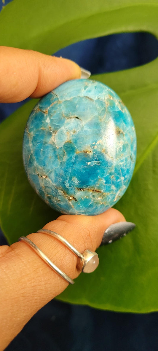 Apatite Palm Stones, Large | Your Pick | Meditation | Birthday Christmas Gift Ideas for you | Electric Blue | Third Eye Chakra