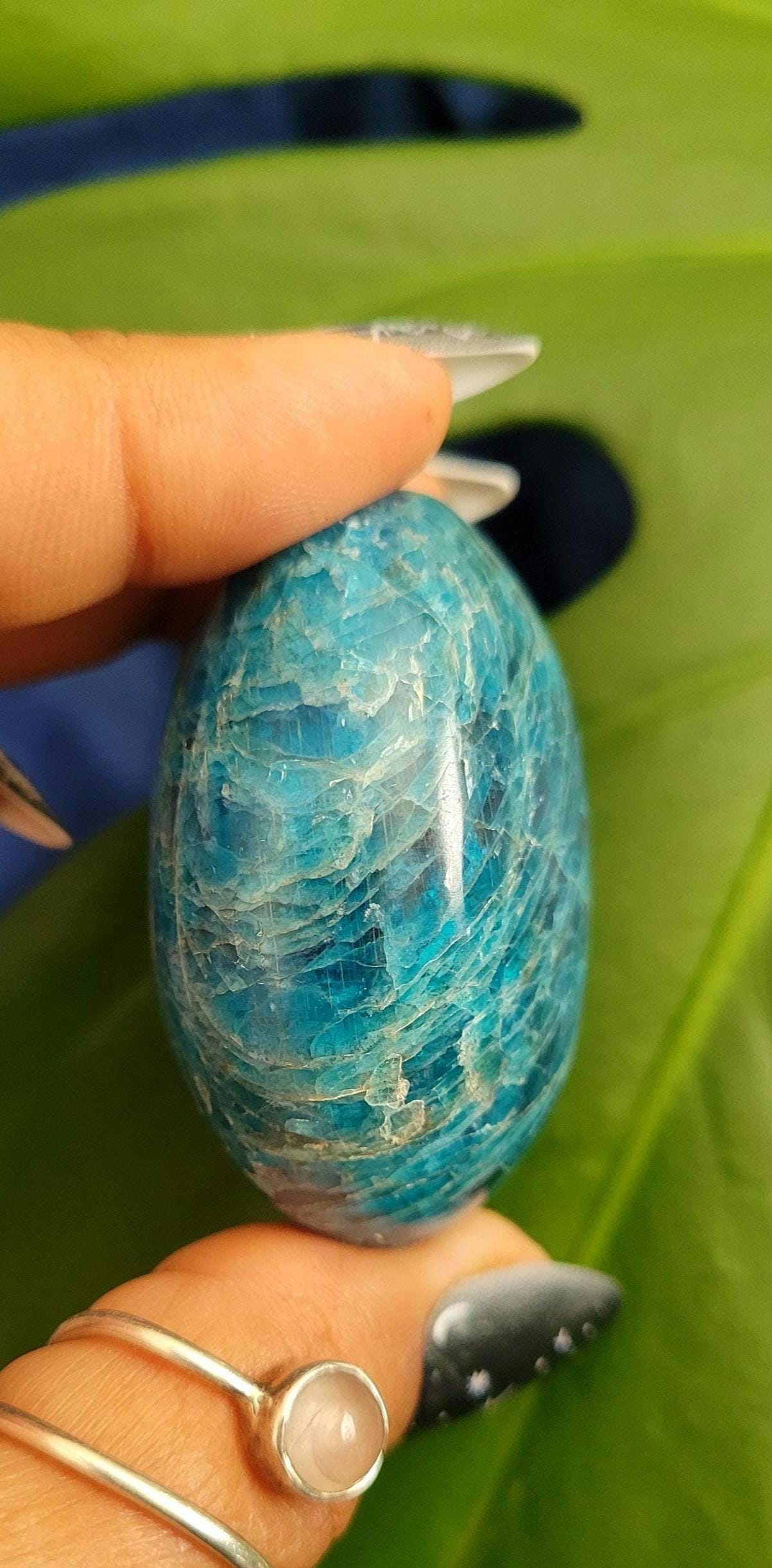 Apatite Palm Stones, Large | Your Pick | Meditation | Birthday Christmas Gift Ideas for you | Electric Blue | Third Eye Chakra
