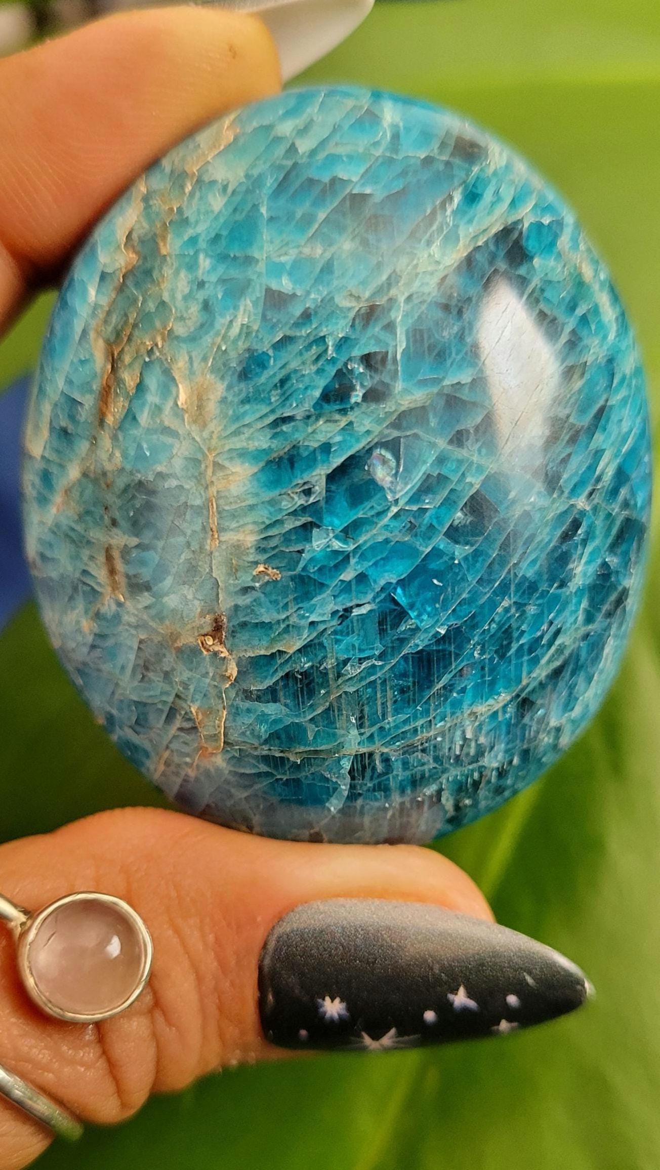 Apatite Palm Stones, Large | Your Pick | Meditation | Birthday Christmas Gift Ideas for you | Electric Blue | Third Eye Chakra