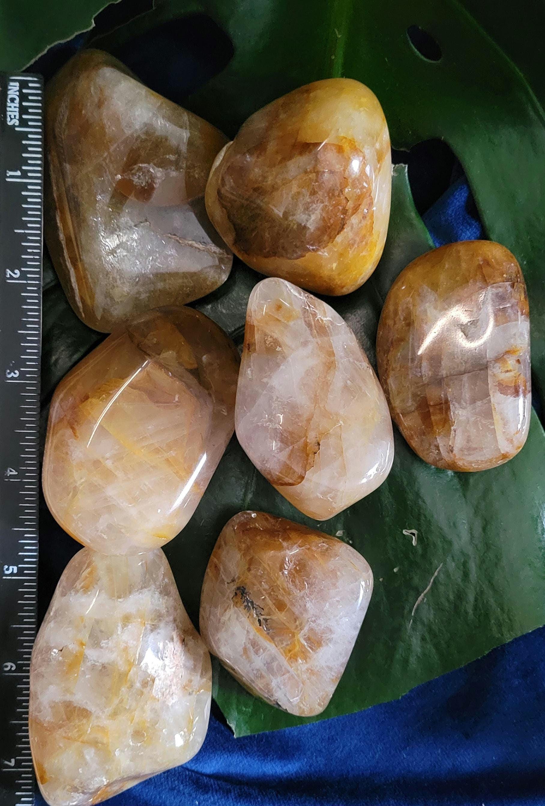 Golden Healer XL Freeforms | Quartz & Iron | Meditation Palm Stone Tools | Birthday Christmas Gift ideas | Good Energy |Gold and White
