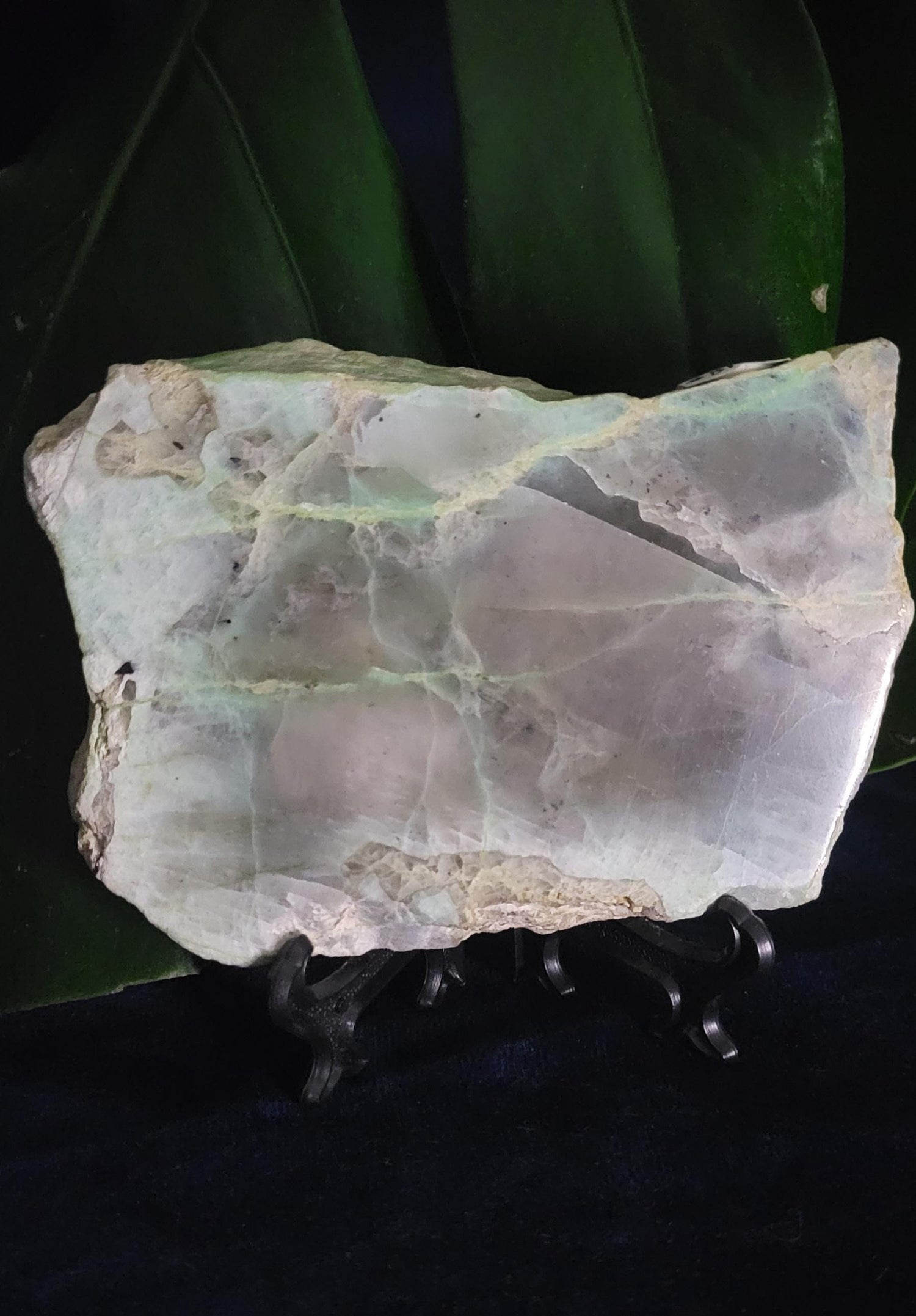 Green Moonstone - Garnierite | Double Sided Polished Slab | Crystal Collector | Home Decor | Birthday Christmas Gift | Green Gray White