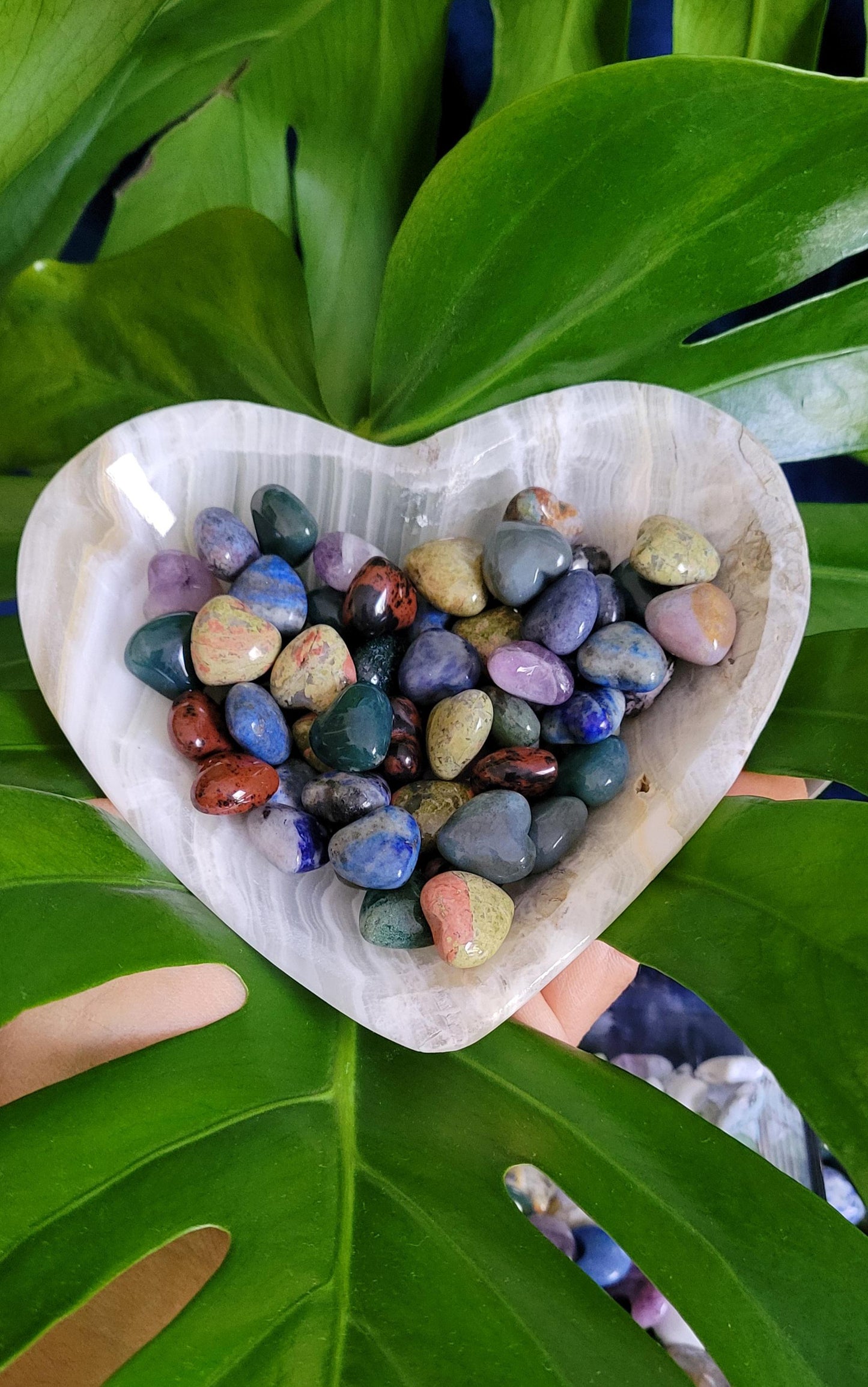 Set of (10) Mini Puffy Hearts Crystal Carvings | Intuitively Picked | Birthday Christmas Party Gift Ideas | Arts and Crafts | Home Decor
