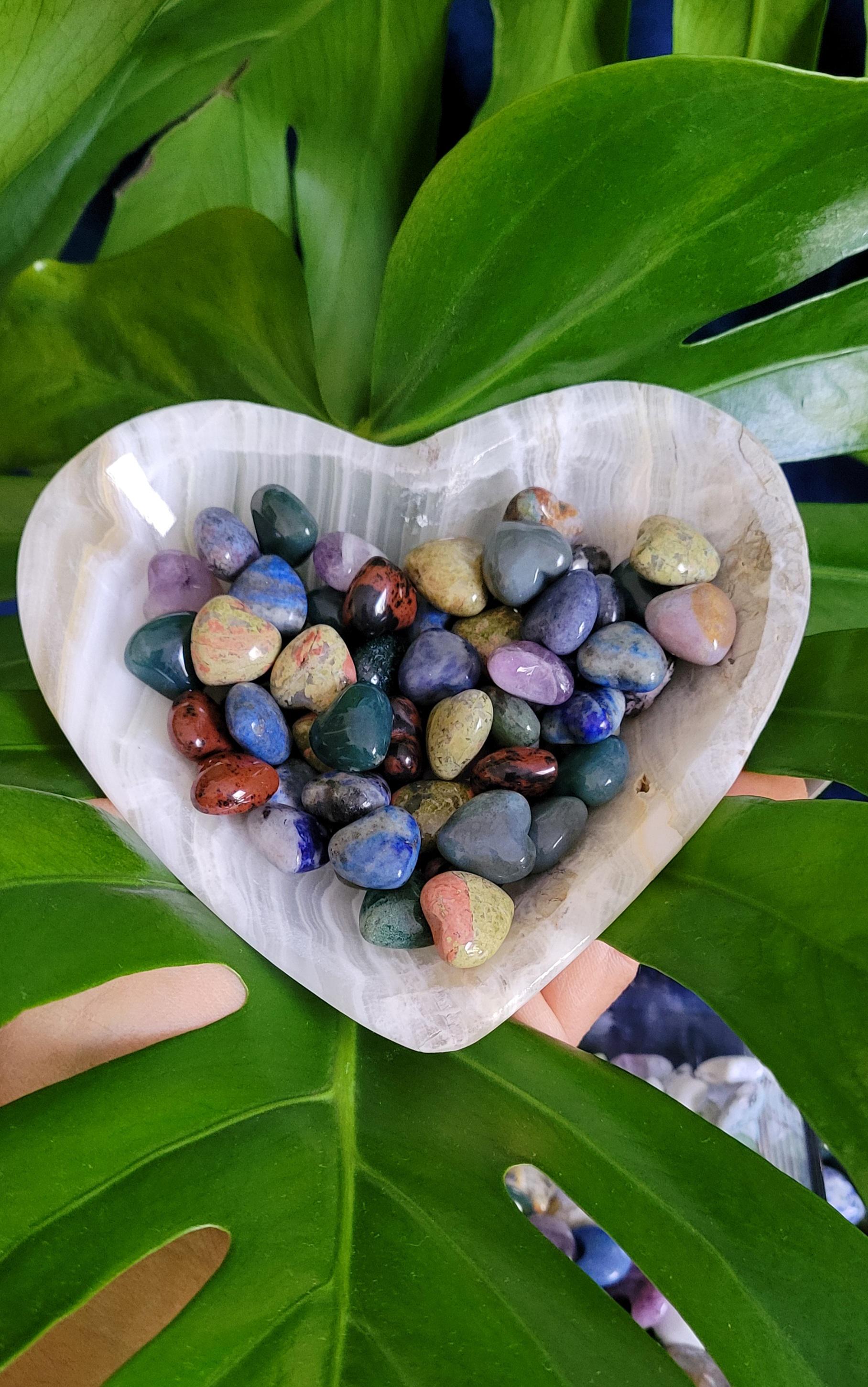 Set of (10) Mini Puffy Hearts Crystal Carvings | Intuitively Picked | Birthday Christmas Party Gift Ideas | Arts and Crafts | Home Decor